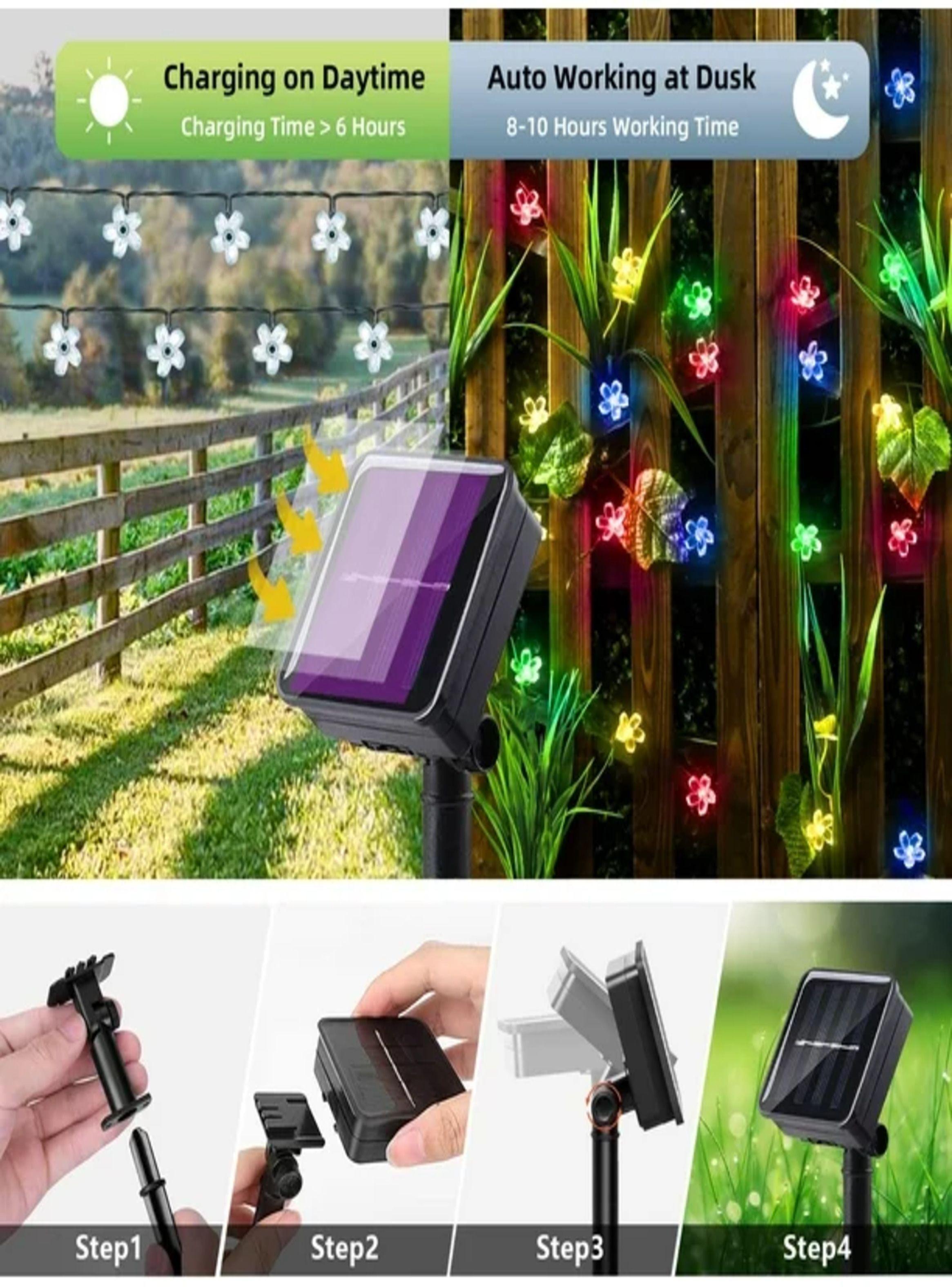 Luces LED solares de flores de colores para Navidad-4