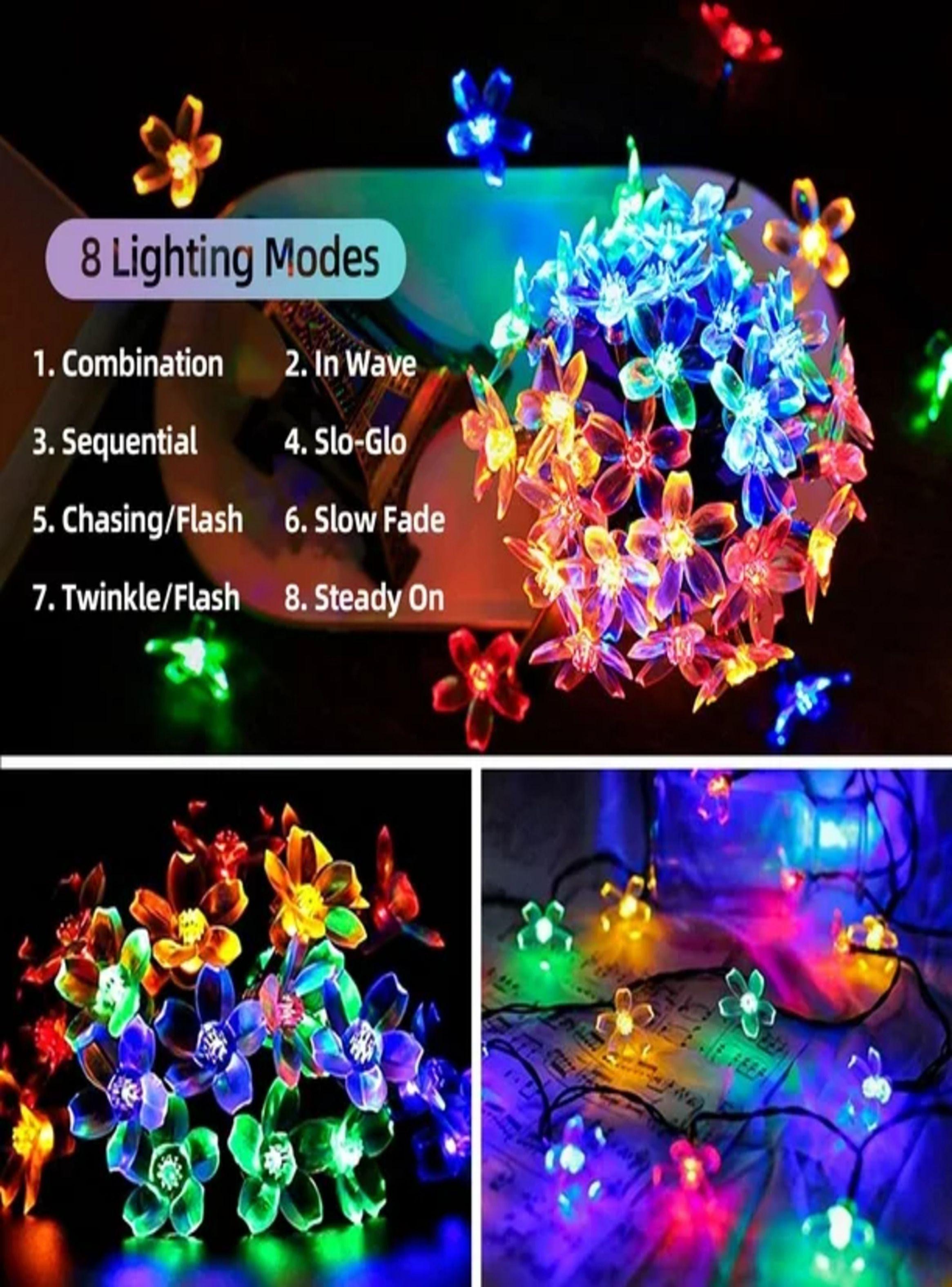 Luces LED solares de flores de colores para Navidad-5