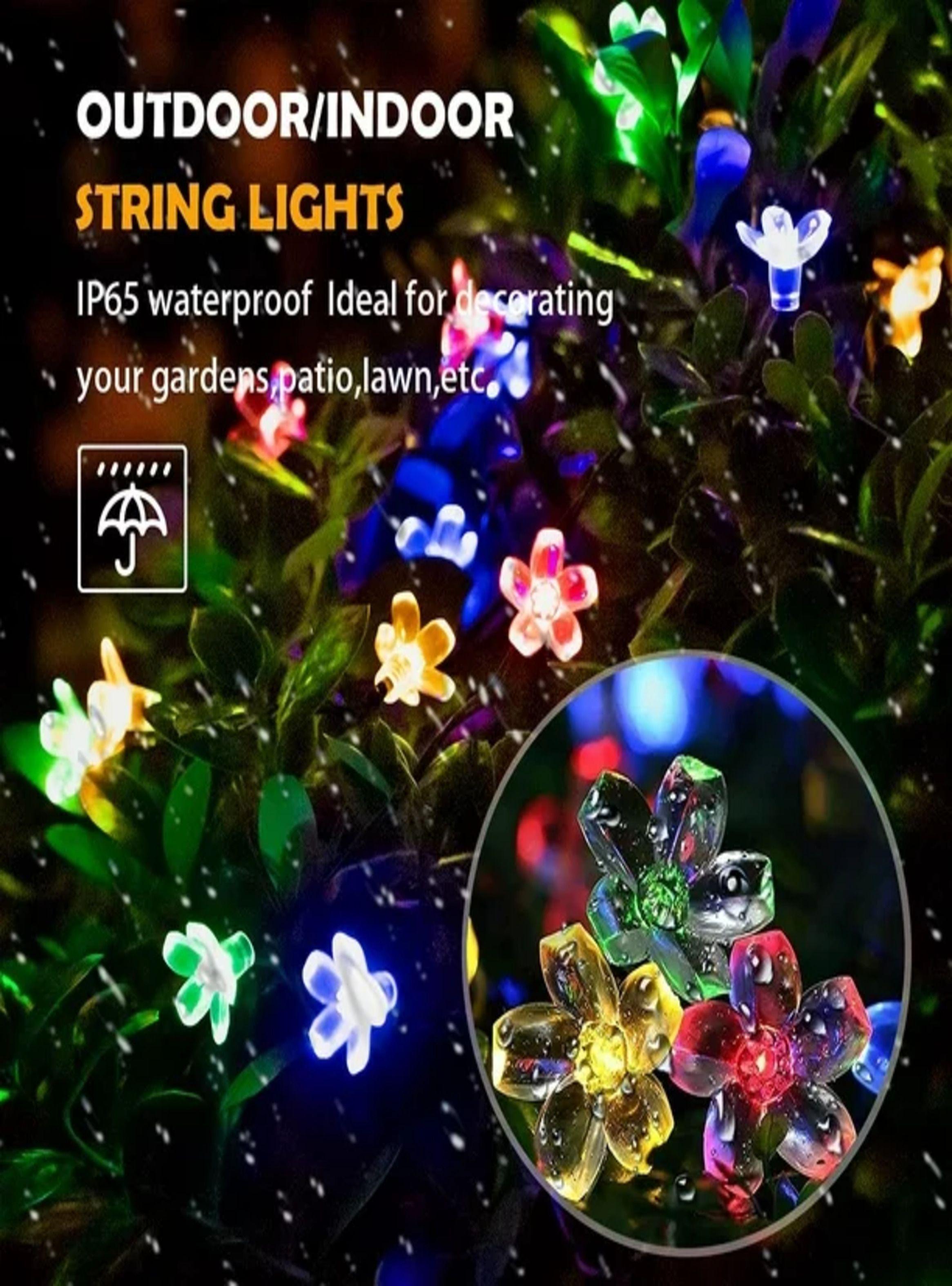 Luces LED solares de flores de colores para Navidad-6