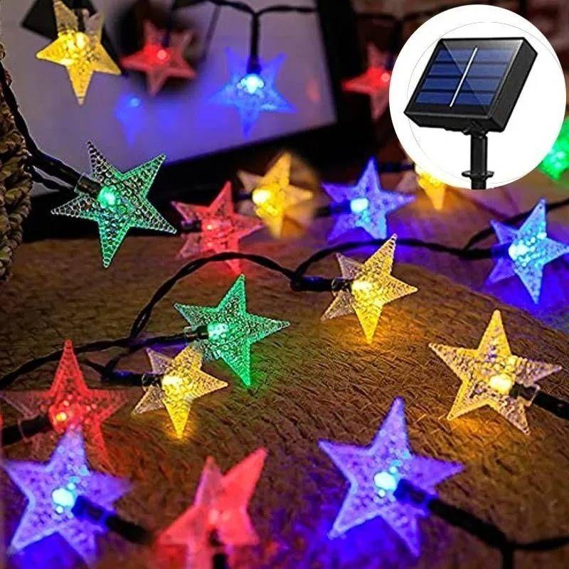 Luces LED solares de estrellas de colores para Navidad-3