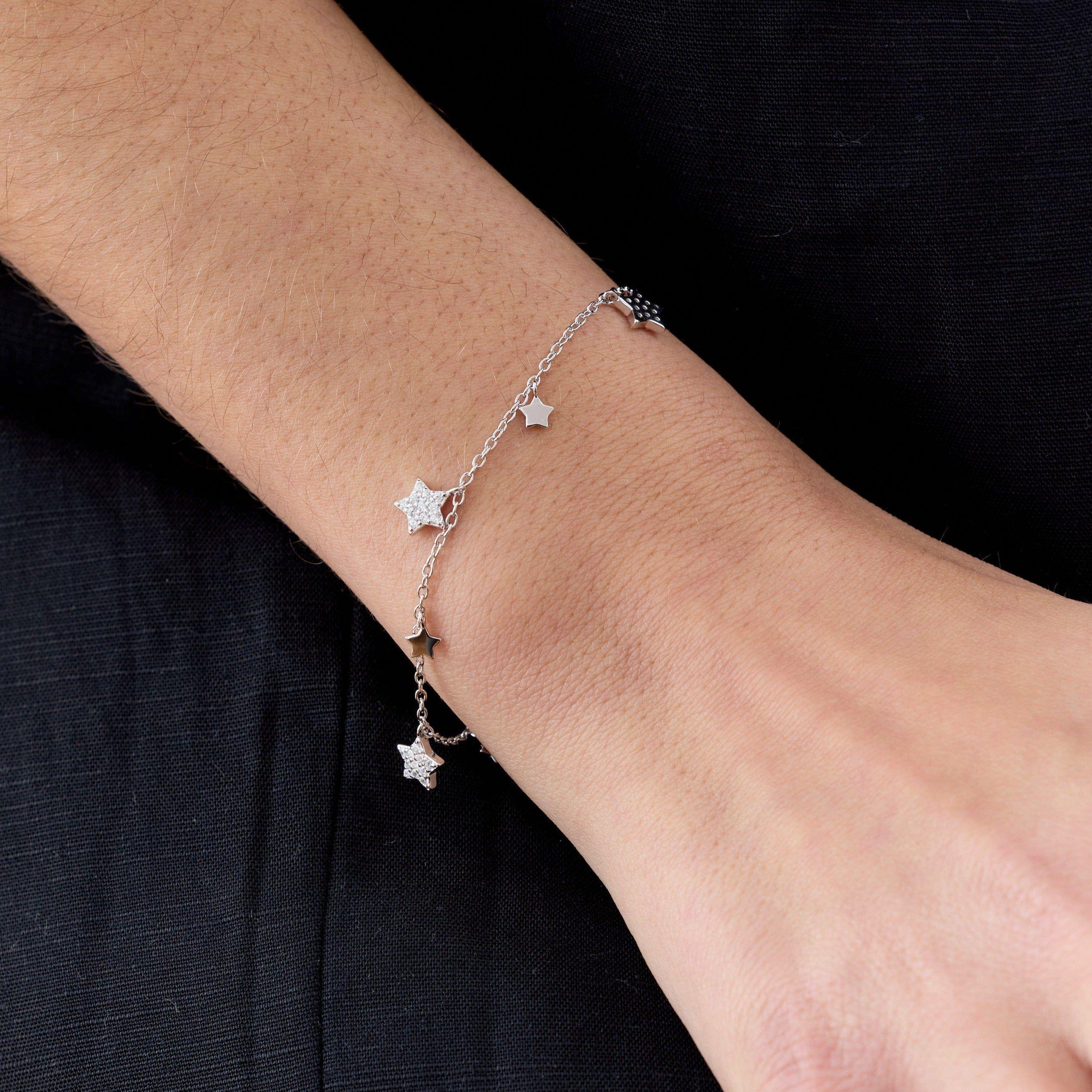 Pulsera con Estrellas con Circones de Plata 925-3