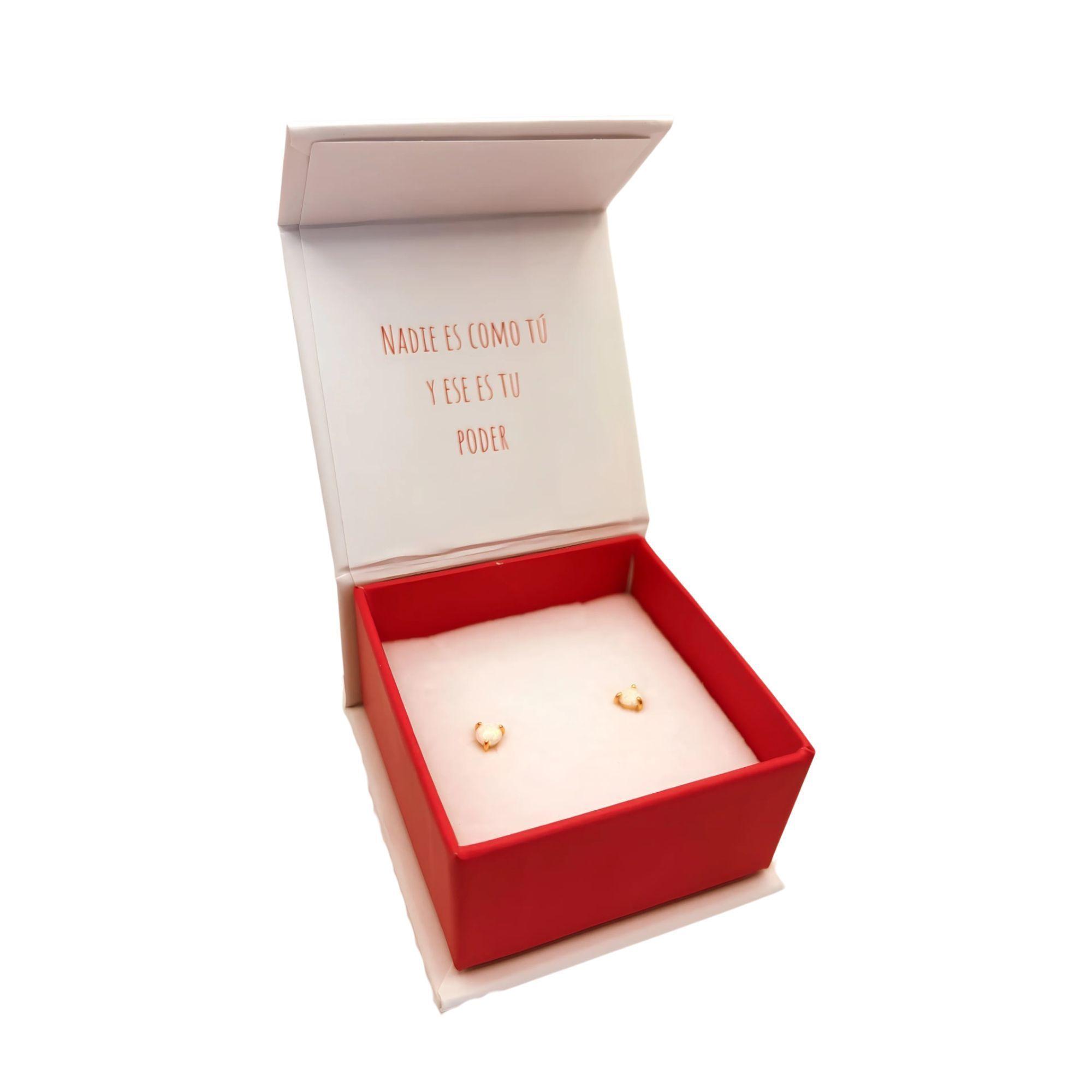 Aros de Opalo Redondo de Plata 925 enchapados en Oro 18k-3