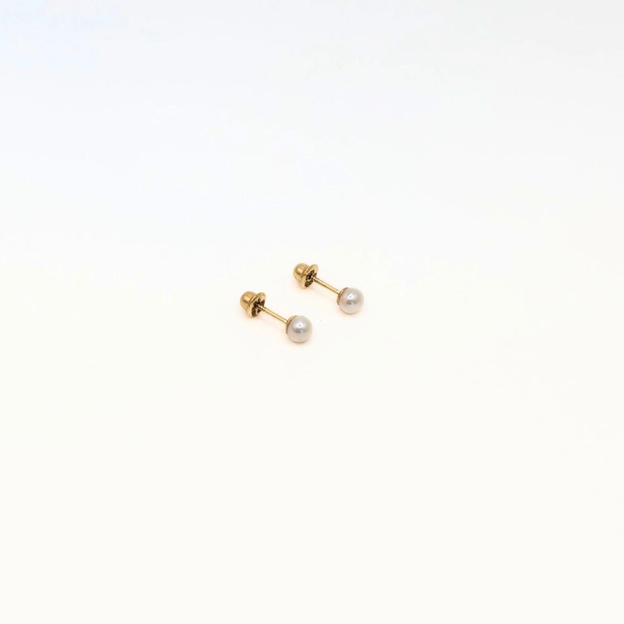 Arito Perla Abridor Recién Nacido de Perla Cultivada de 3mm o 4mm en Oro 18K-0