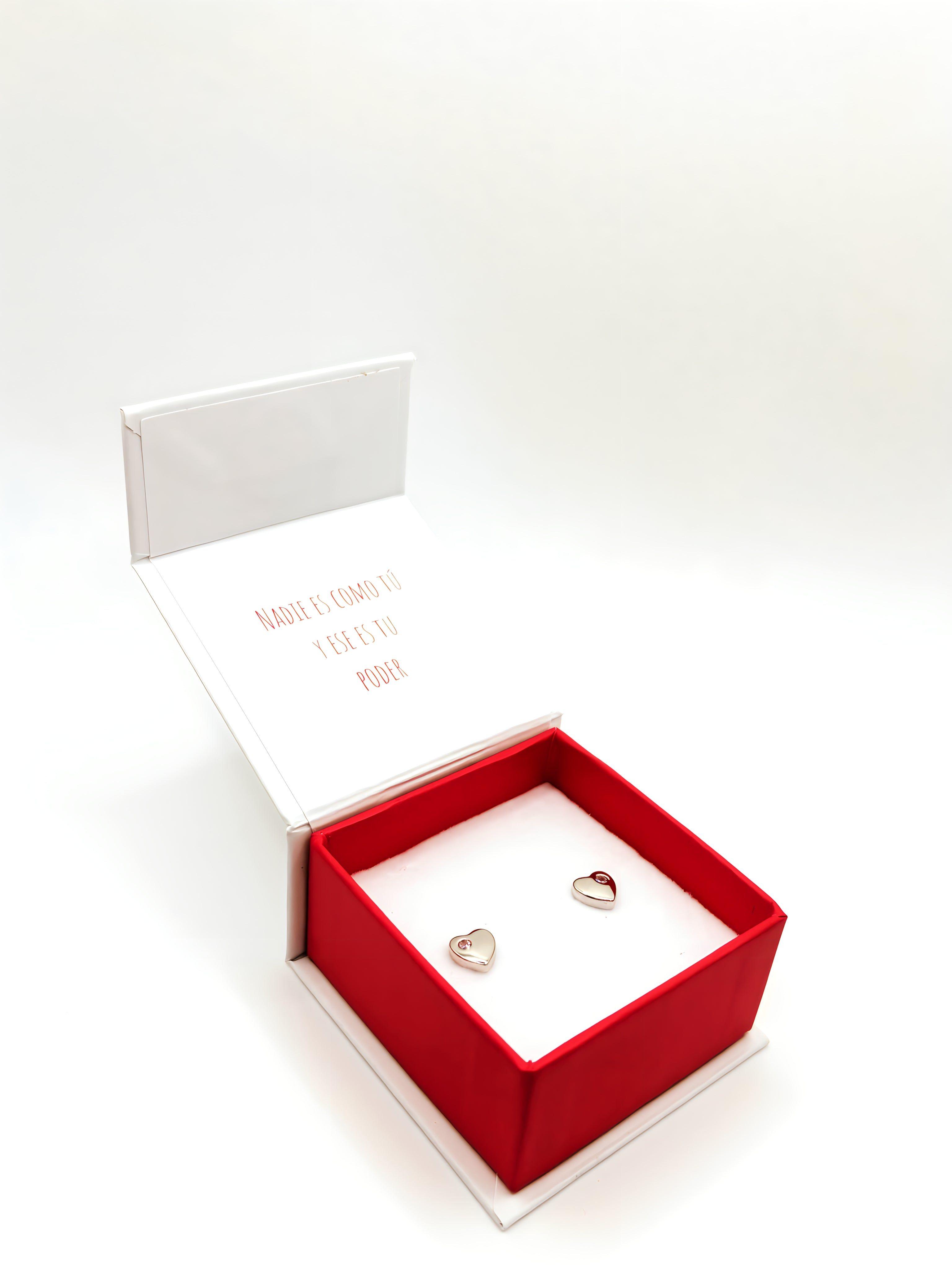 Aros de Corazón con Circón de Plata 925-3