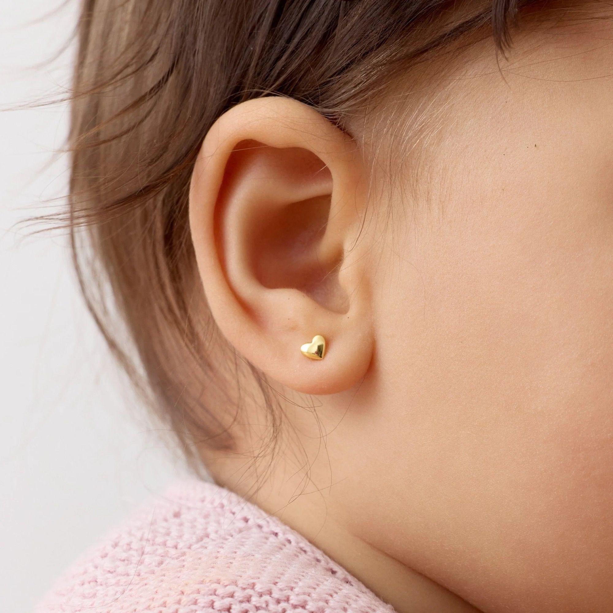 Aros de Corazón de Plata 925 enchapados en Oro 18k-3