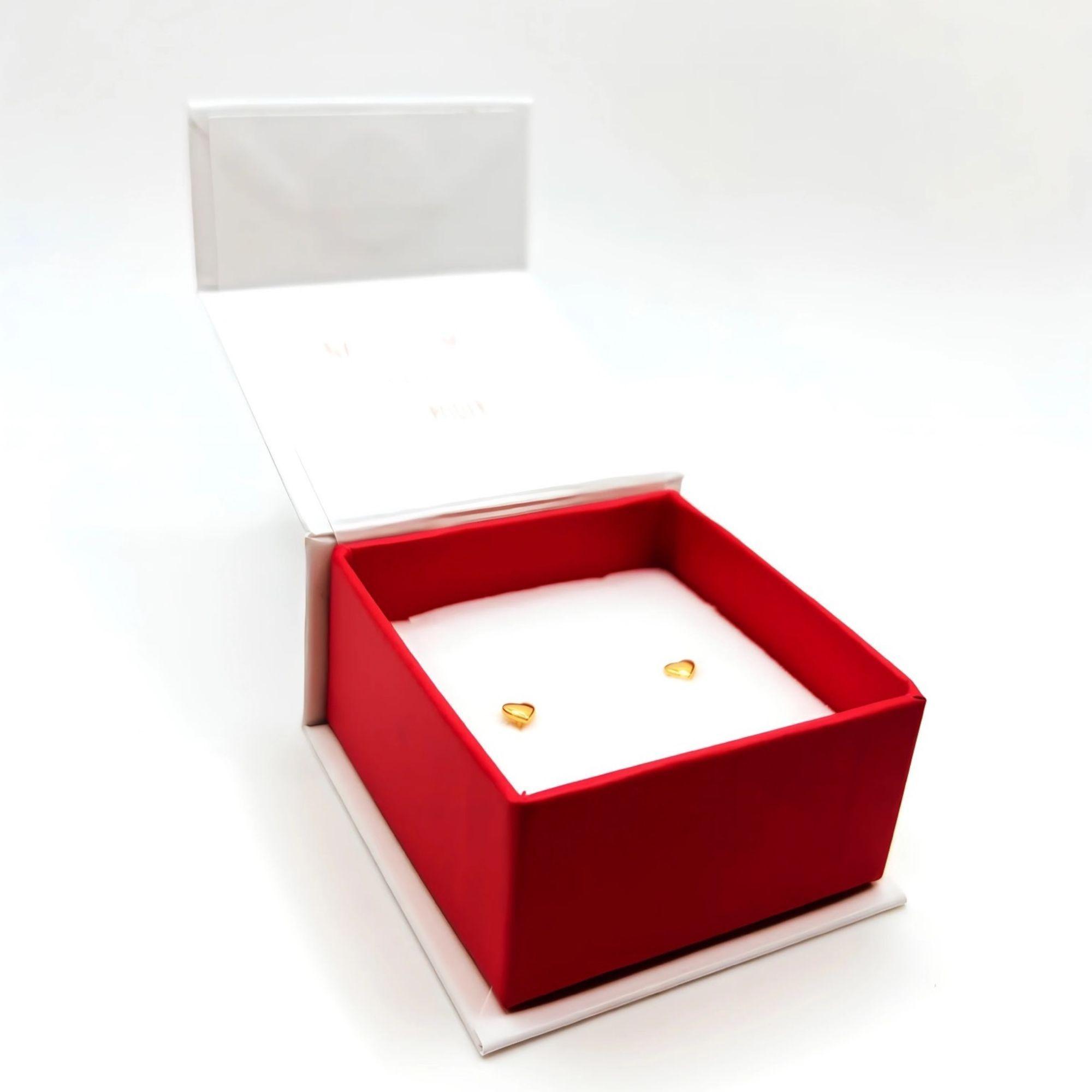 Aros de Corazón de Plata 925 enchapados en Oro 18k-3