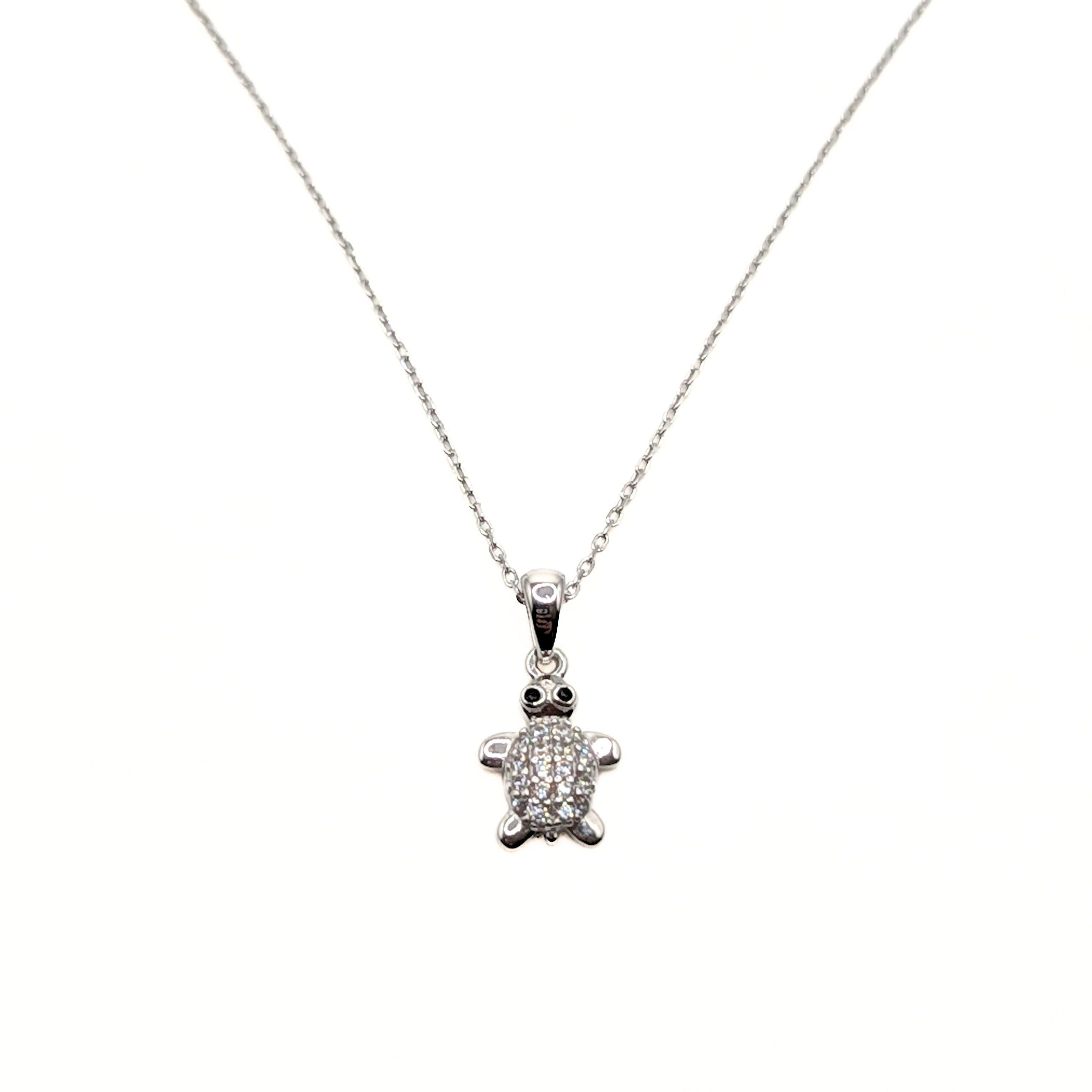 Collar con una Tortuga de 10mm con Circones de Plata 925-2