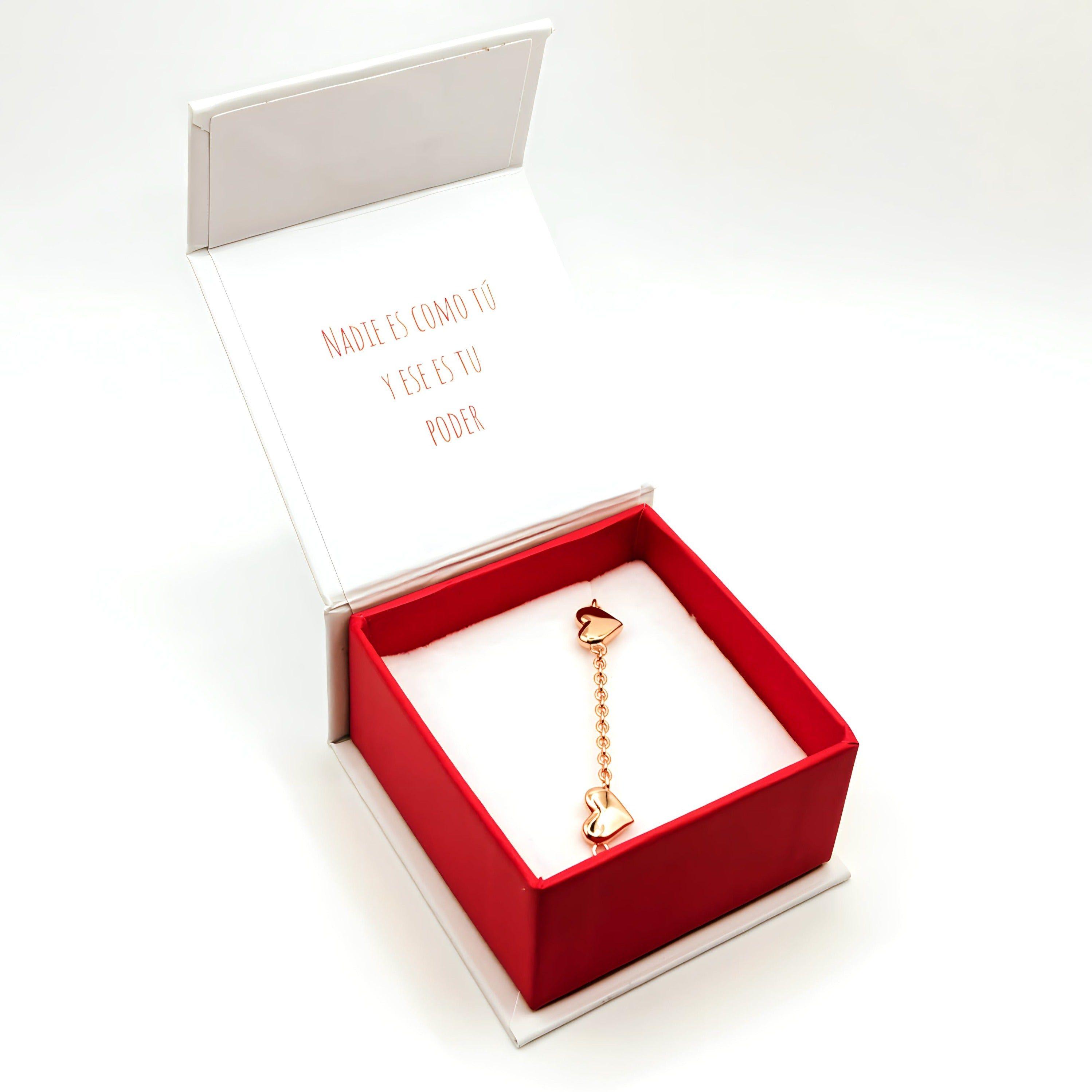 Pulsera con Corazones de Plata 925 enchapada en Oro Rosado de 18k-5
