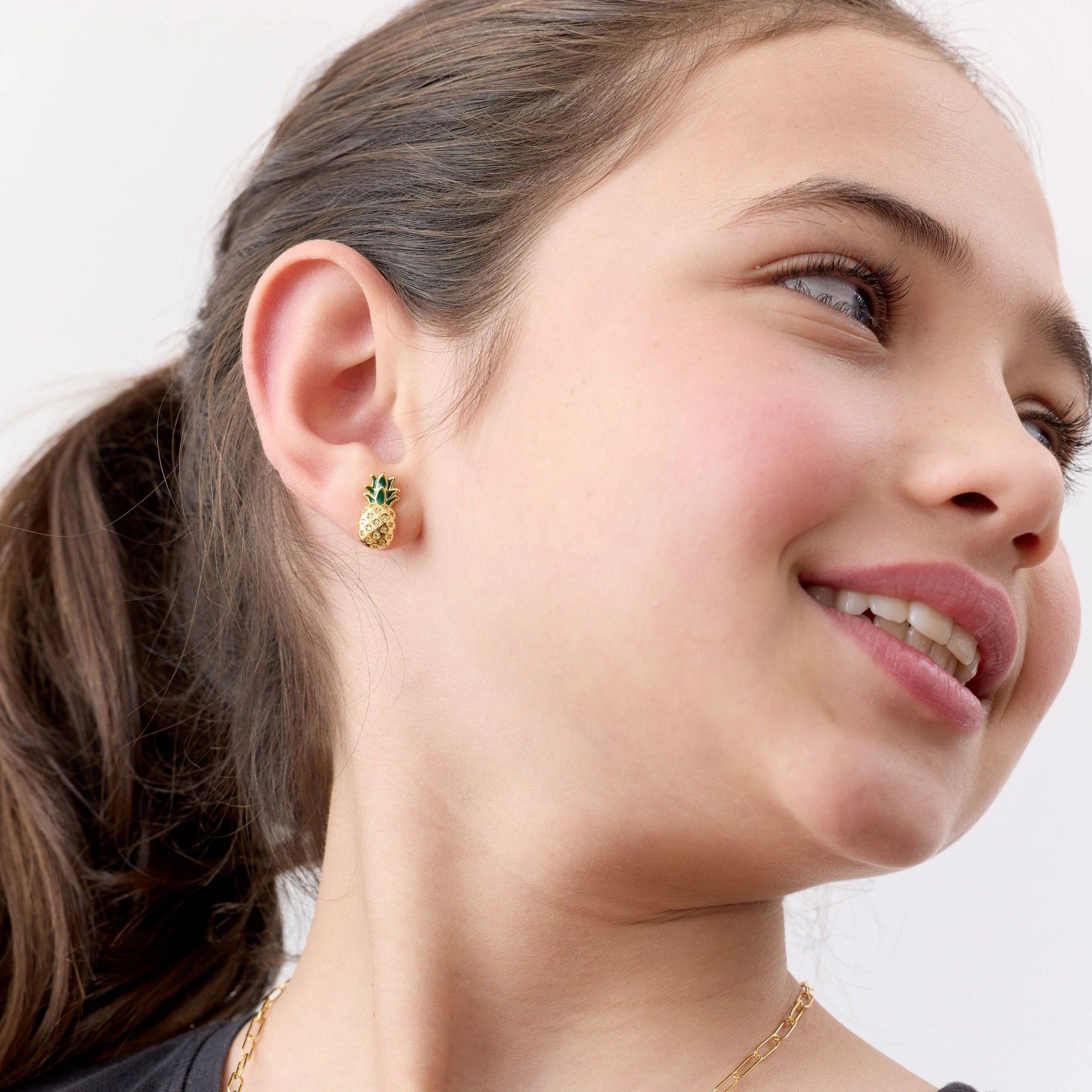 Aros de Piña con Circones de Plata 925 enchapados en Oro 18k-1