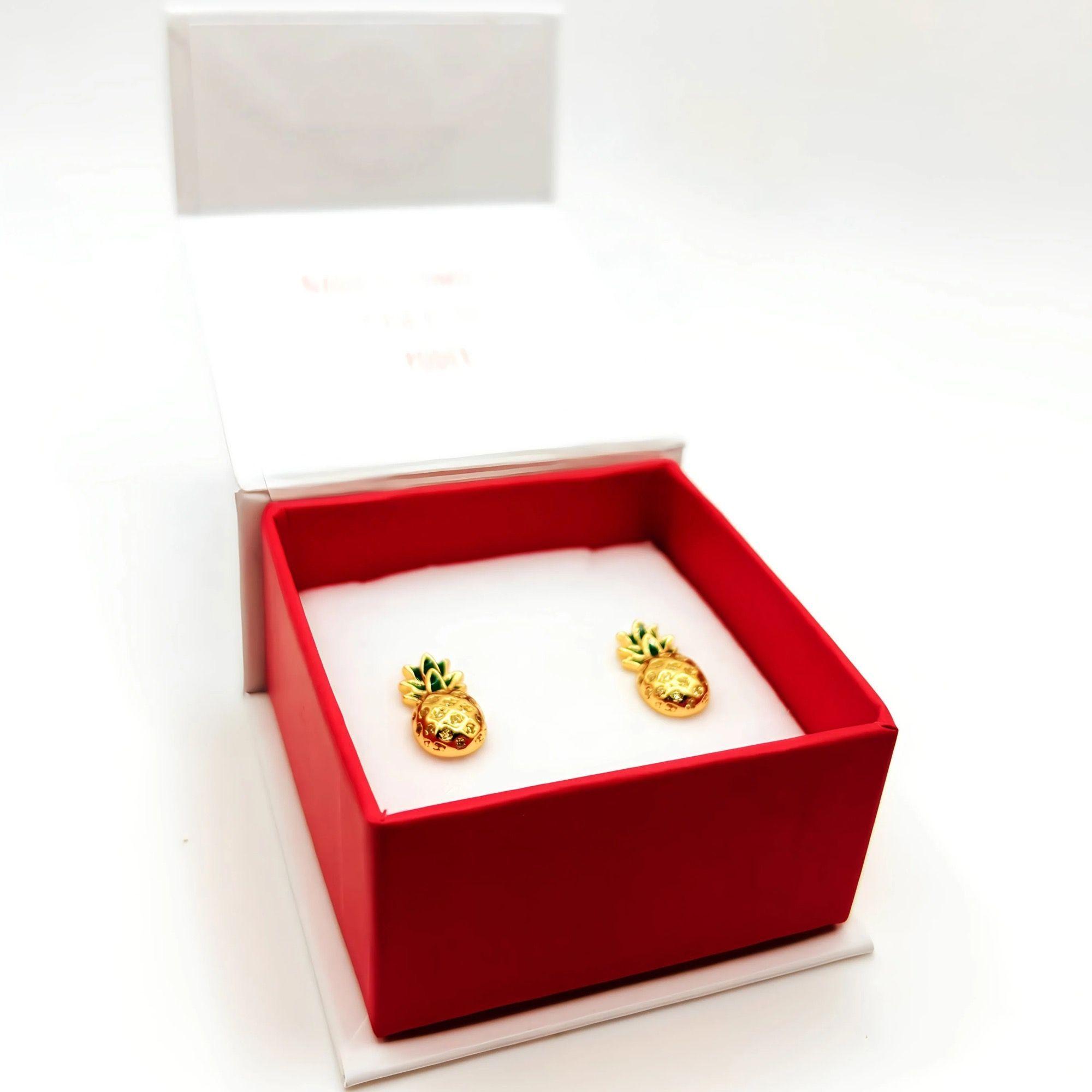 Aros de Piña con Circones de Plata 925 enchapados en Oro 18k-4