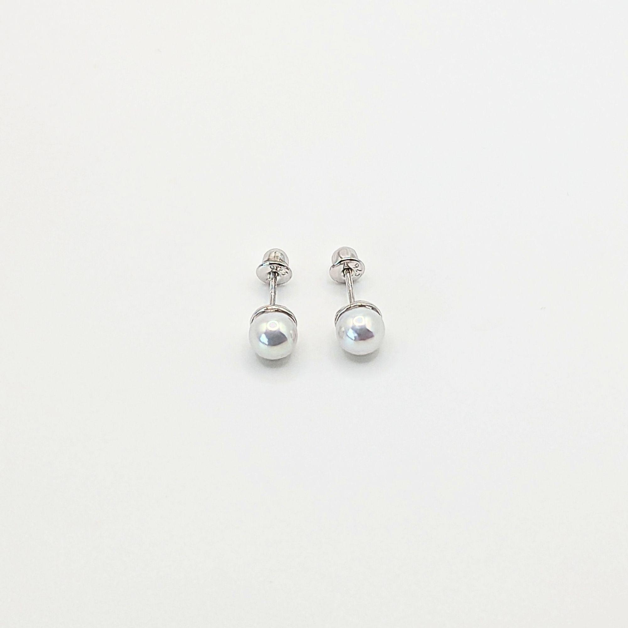 Aros de Perla Cultivada de 6mm de Plata 925-2