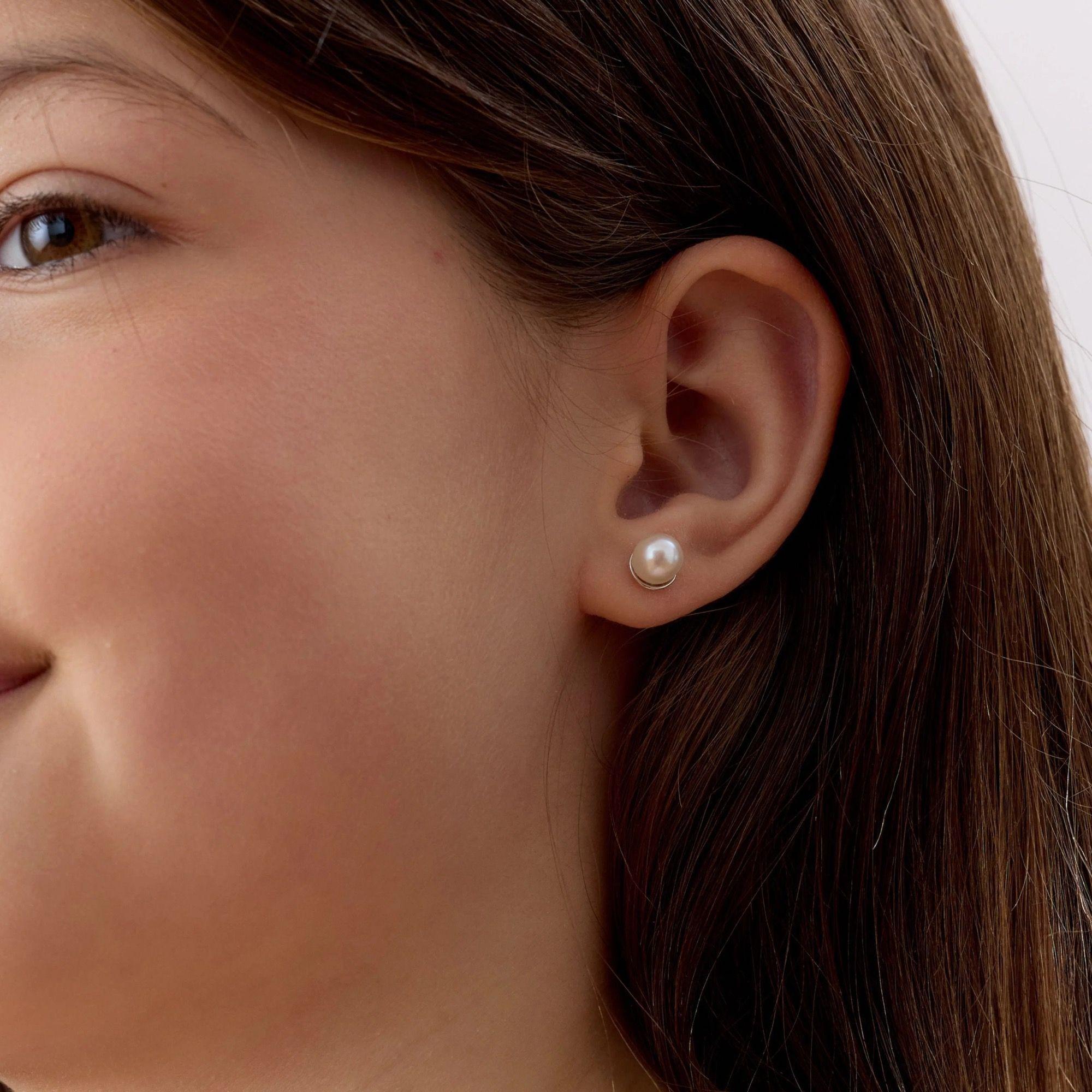 Aros de Perla Cultivada de 6mm de Plata 925-3