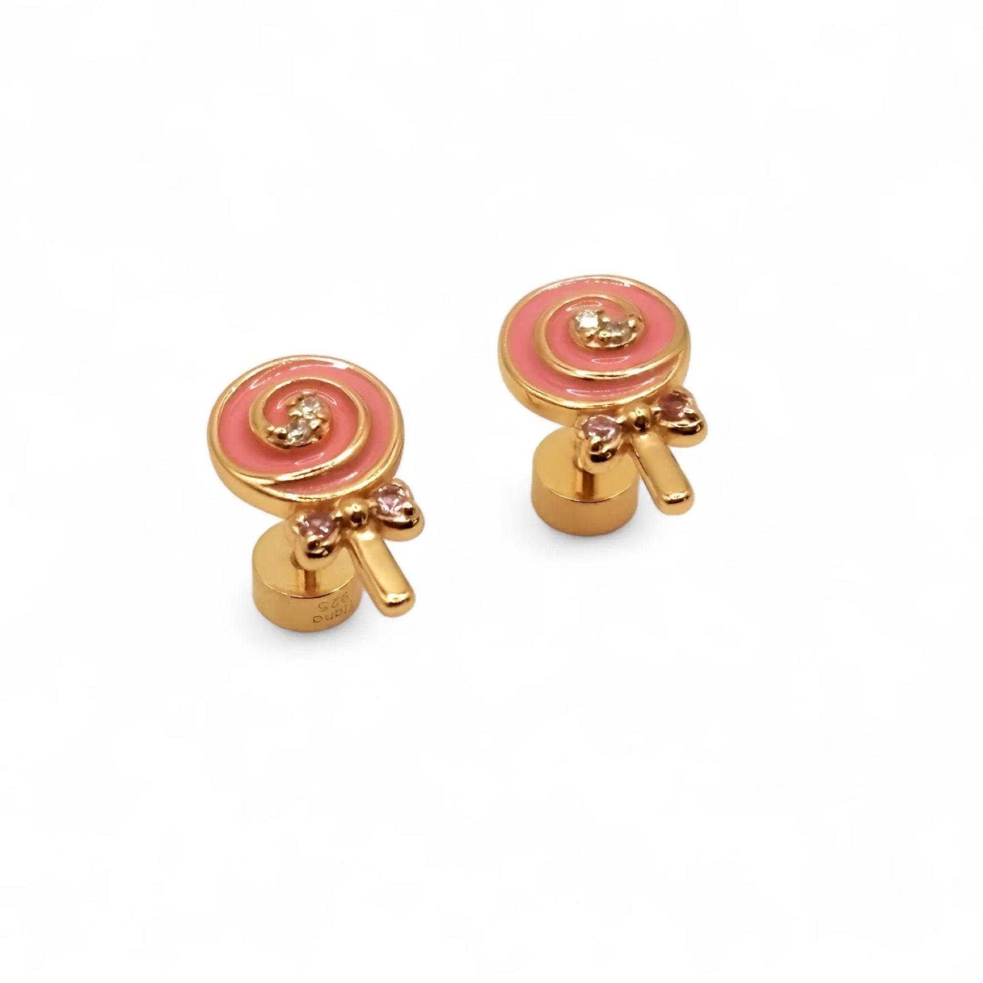 Aro de Lollypop con Esmalte y Circones de Plata 925 enchapados en Oro 18k-0