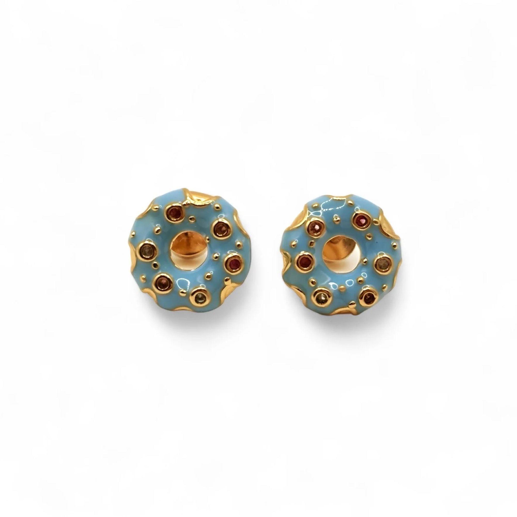 Aro de Donut con Esmalte y Circones de Plata 925 enchapados en Oro 18k-2