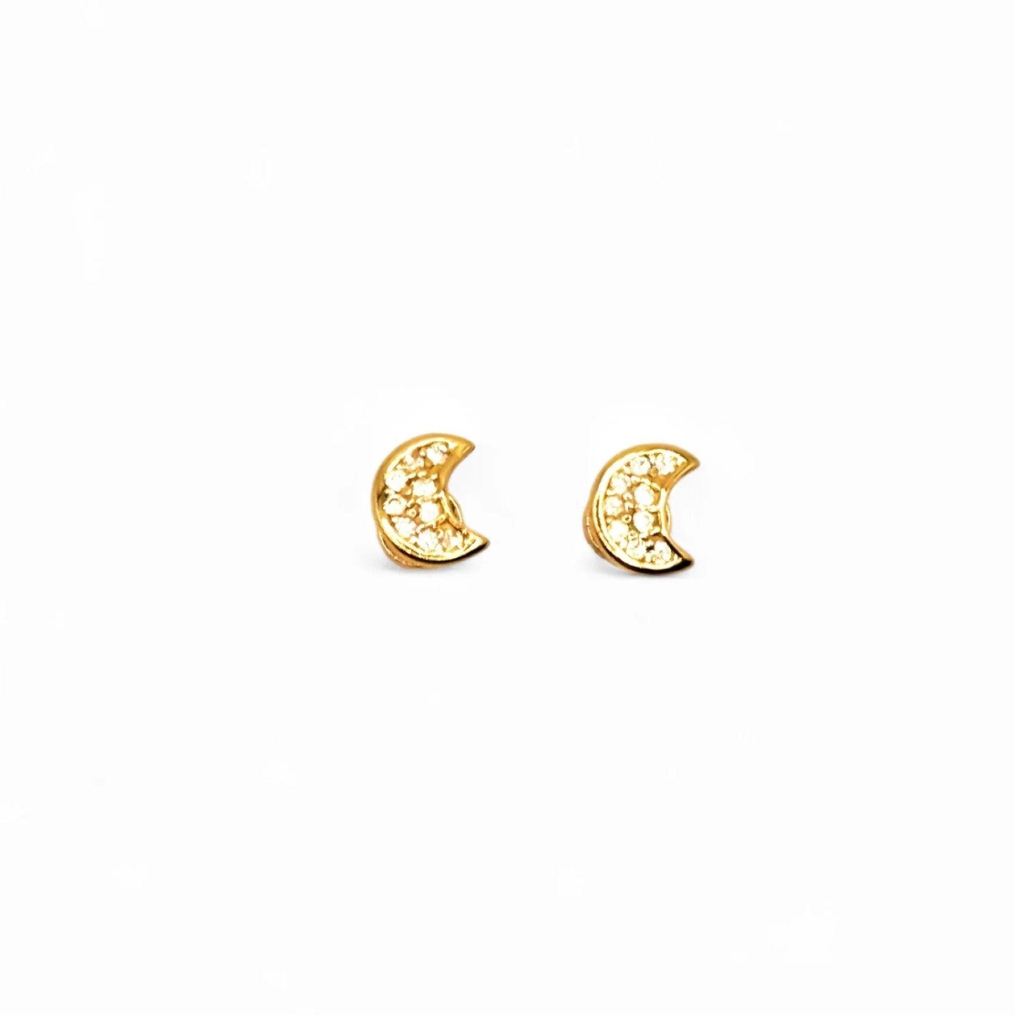 Aro de Media Luna con Circones Transparentes de Plata 925 enchapados en Oro 18k-2