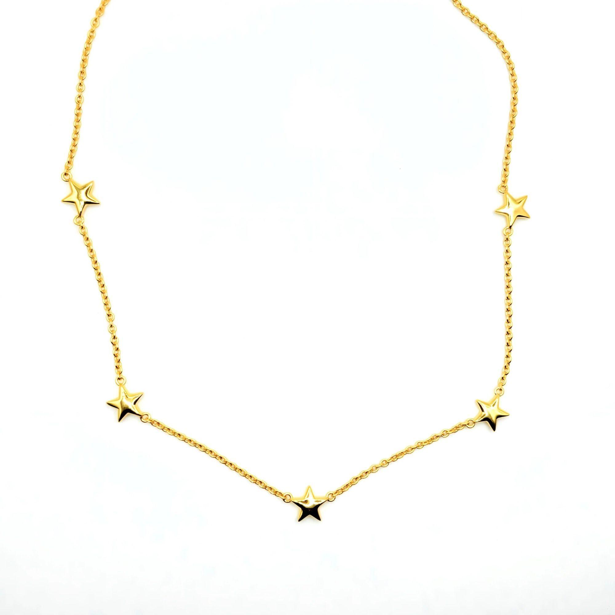 Collar de 5 Estrellas de Plata 925 enchapada en oro 18k.-2