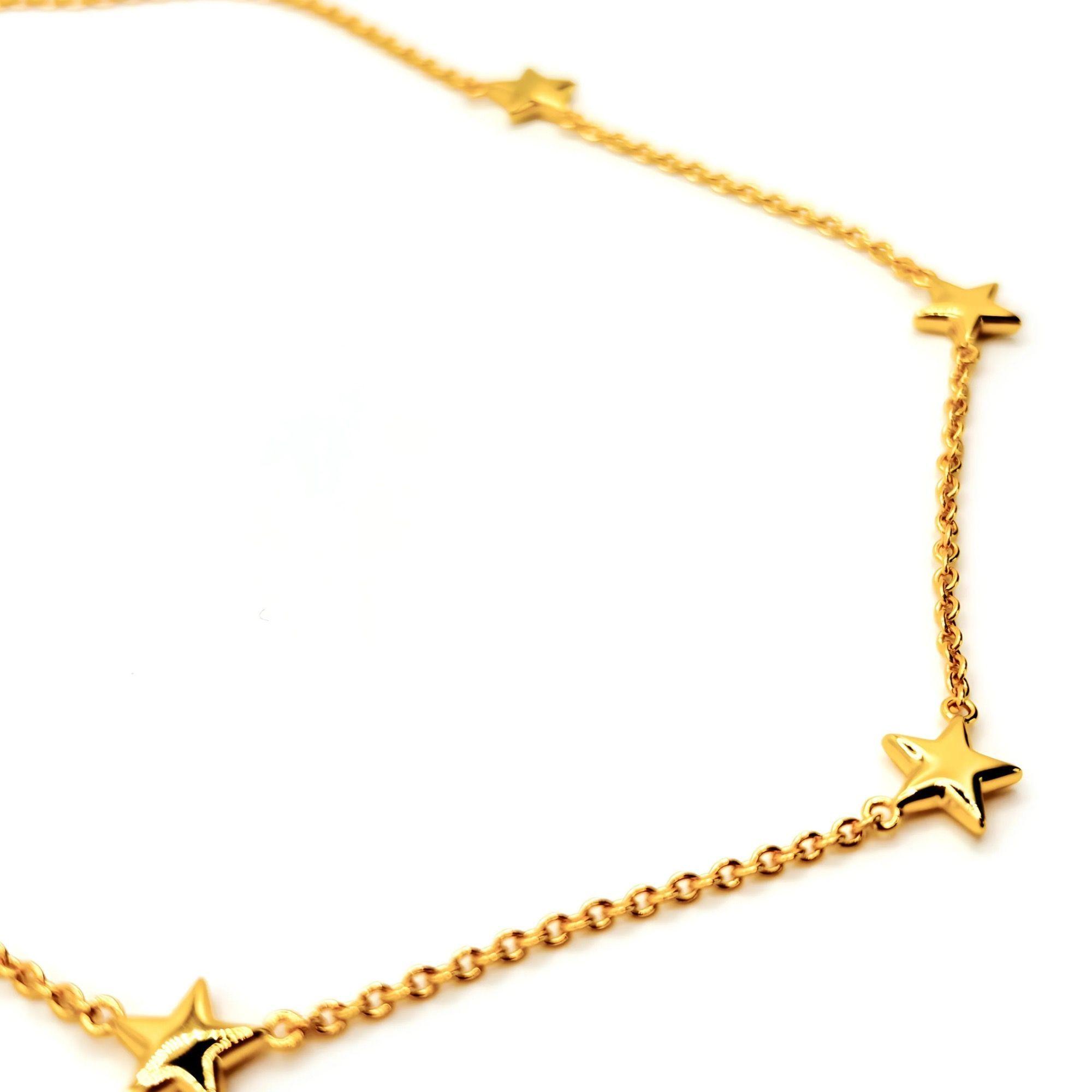 Collar de 5 Estrellas de Plata 925 enchapada en oro 18k.-4