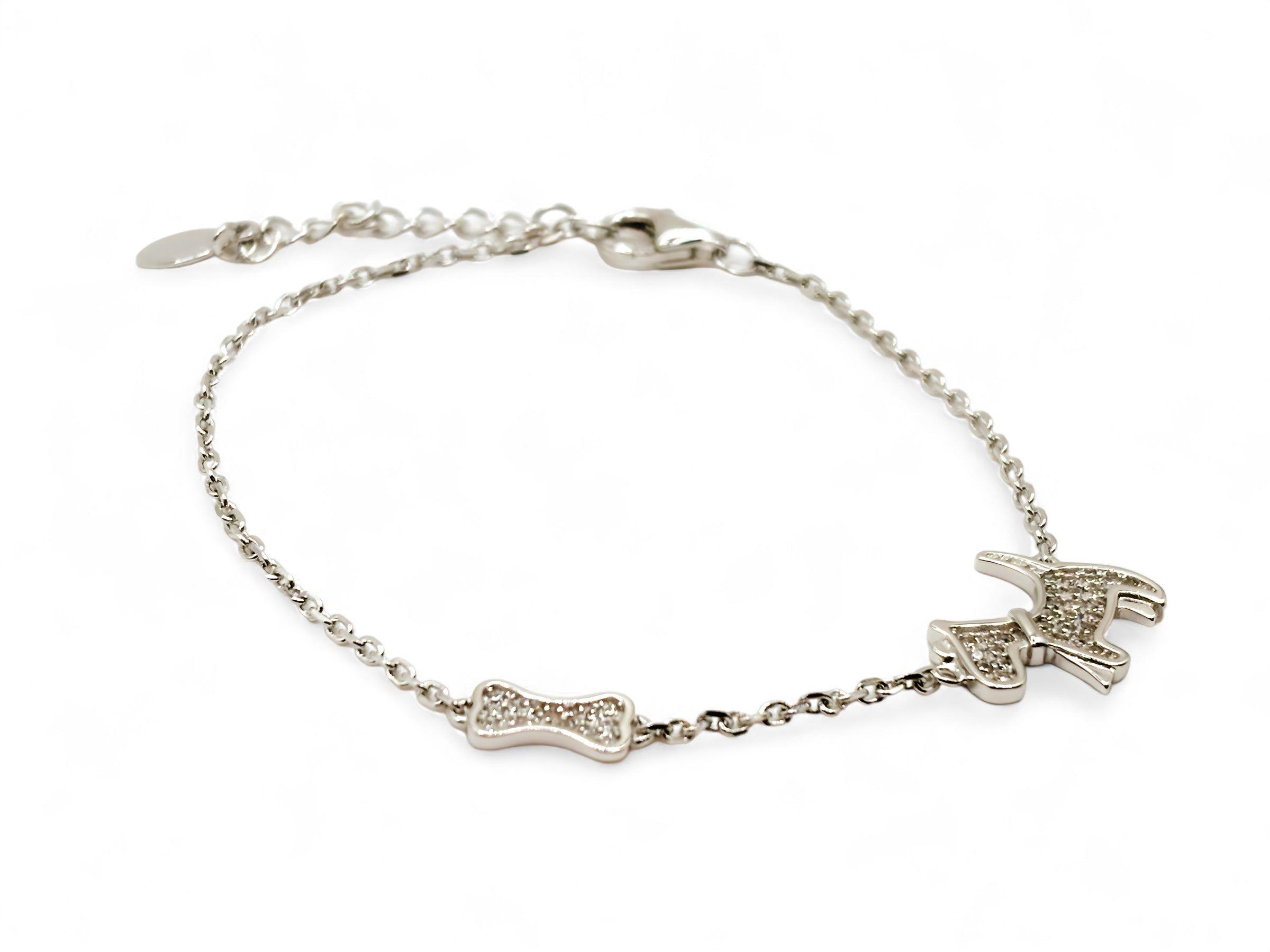 Pulsera con un Perro y su Hueso con Circonesde Plata 925-2