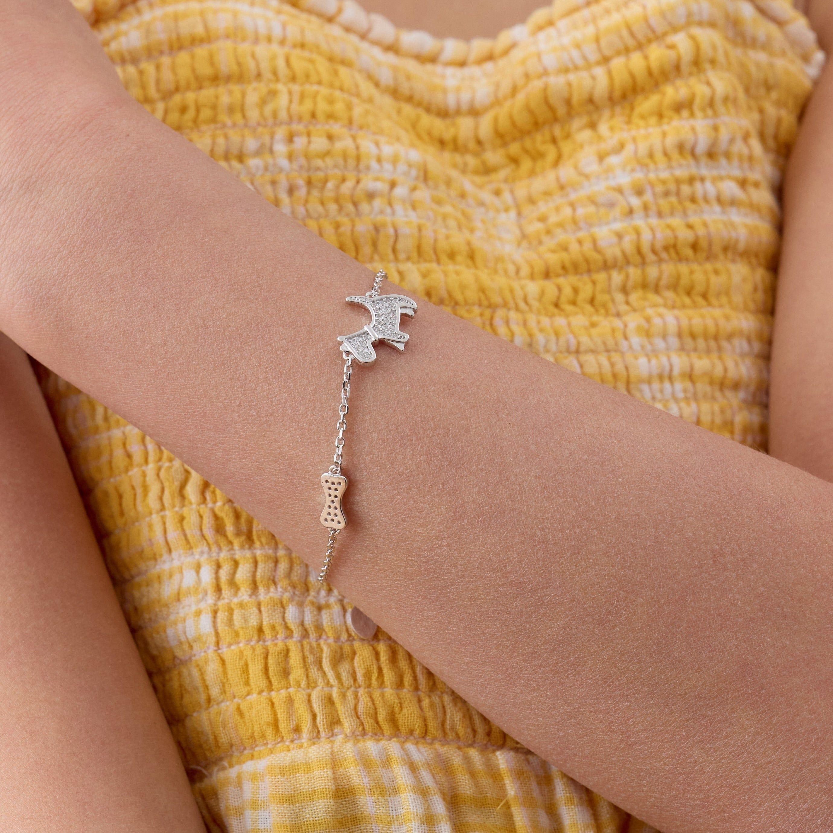 Pulsera con un Perro y su Hueso con Circonesde Plata 925-3