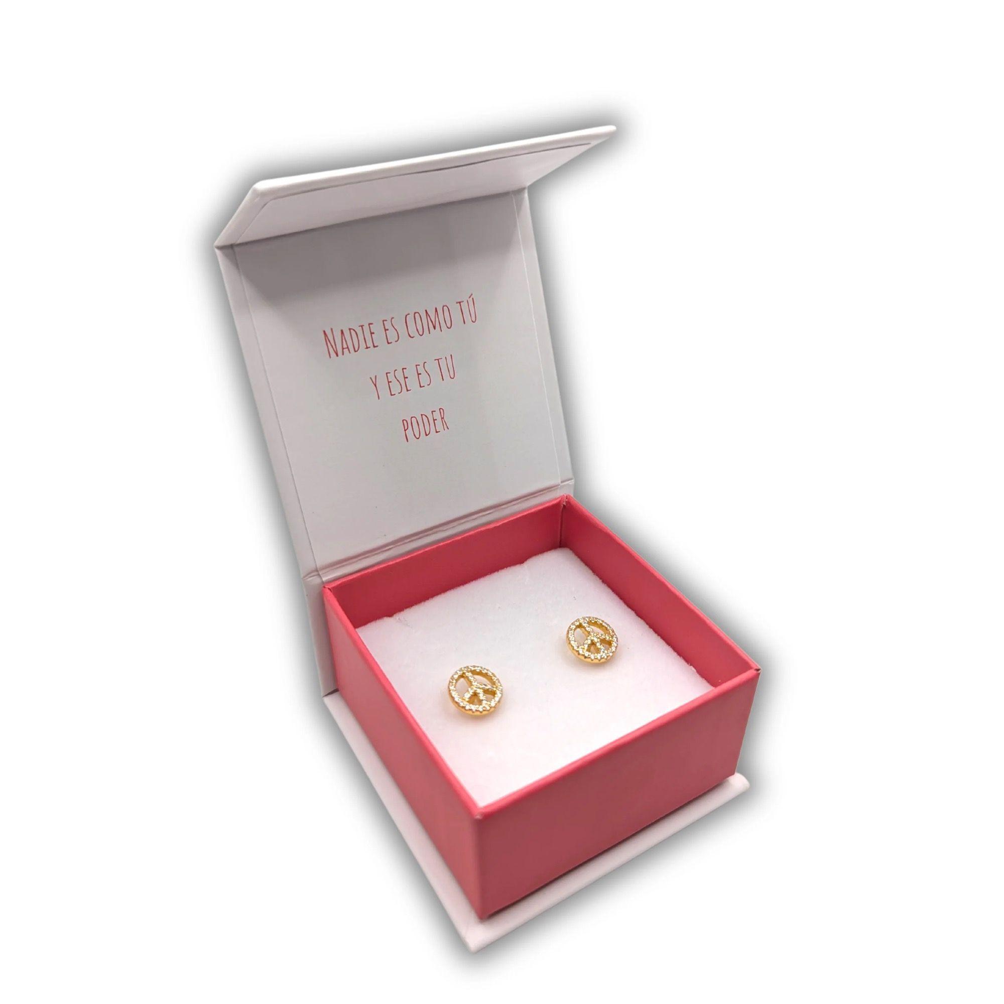 Aro del Símbolo de la Paz con Circones de Plata 925 enchapados en Oro 18k-3