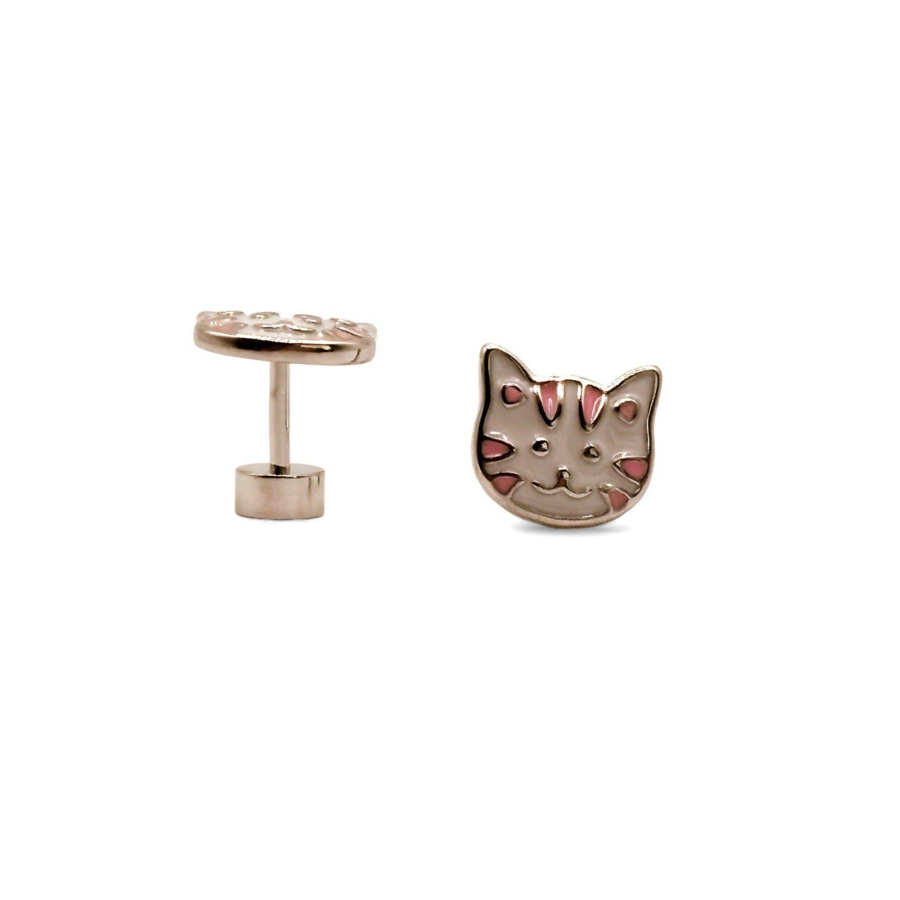 Aro de Gatito con esmalte Blanco y Rosado-2