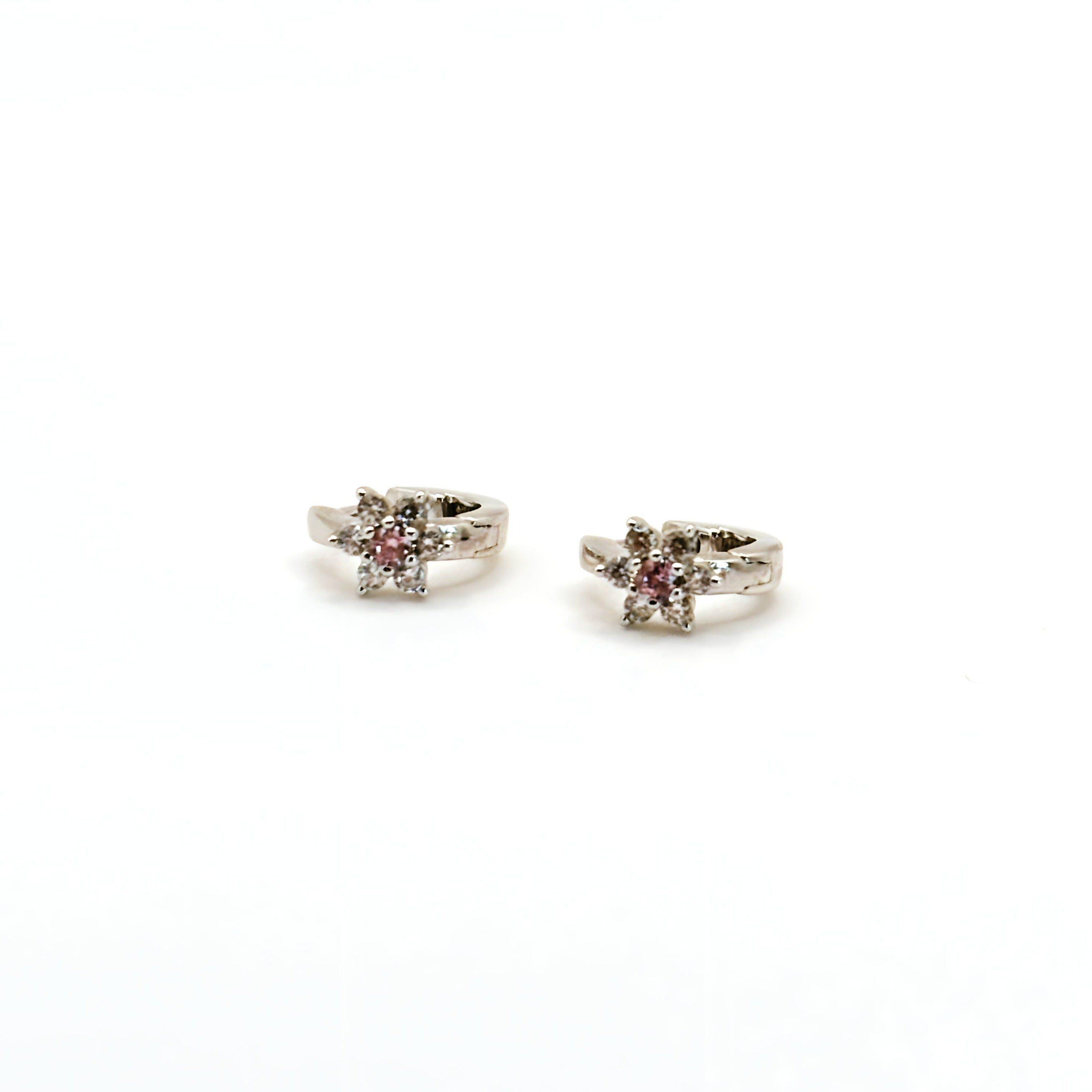 Aro Argollas de Flor con Circones de Plata 925-2