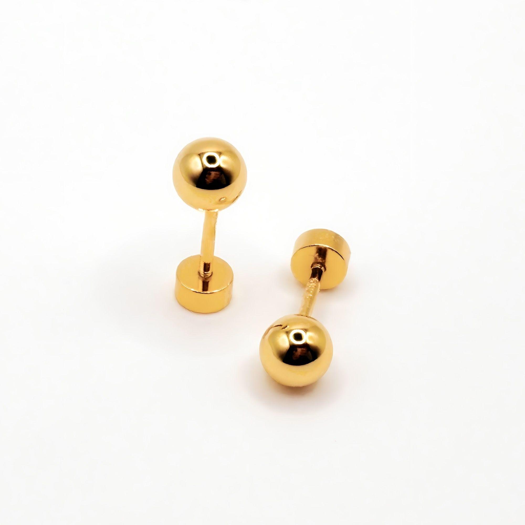 Aros Bola 5mm de Plata 925 enchapados en Oro 18k-0