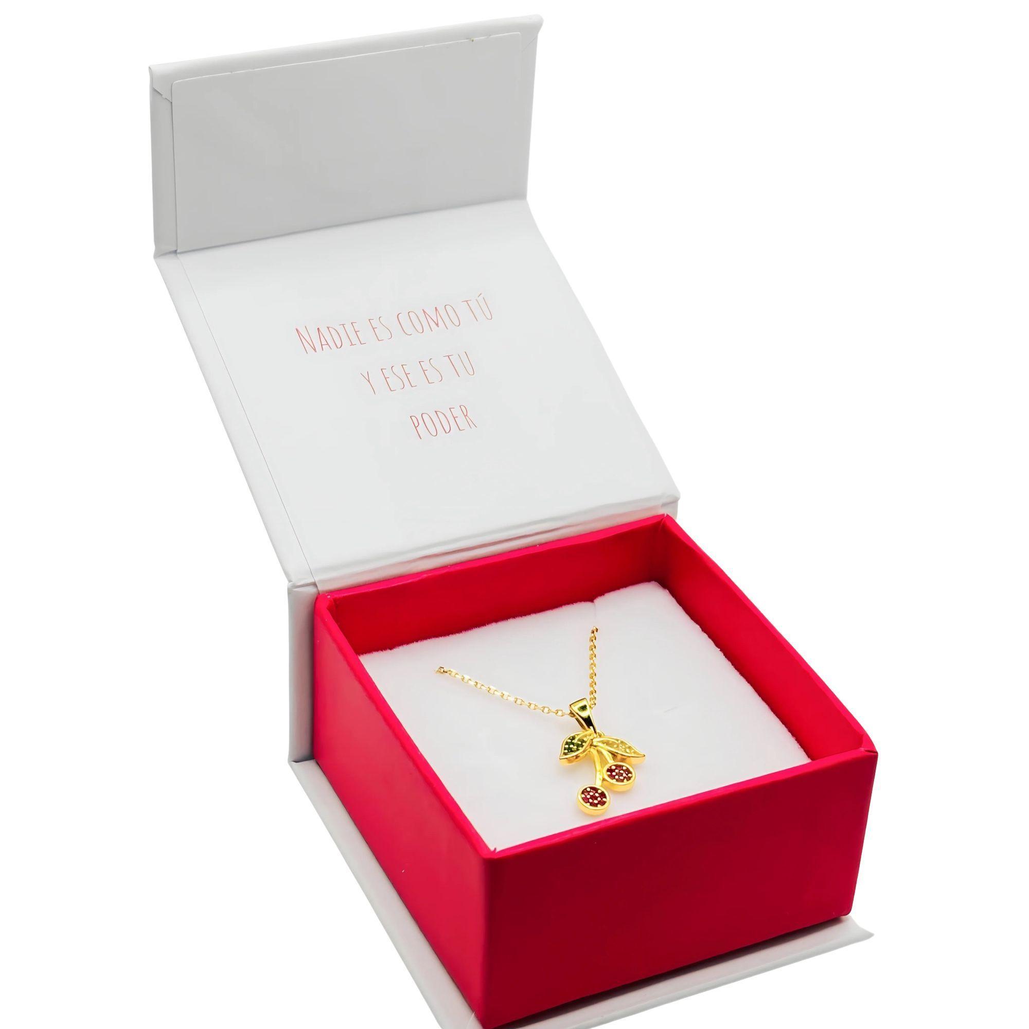 Collar de Cereza con Circones de Plata 925 enchapado en Oro 18k-5