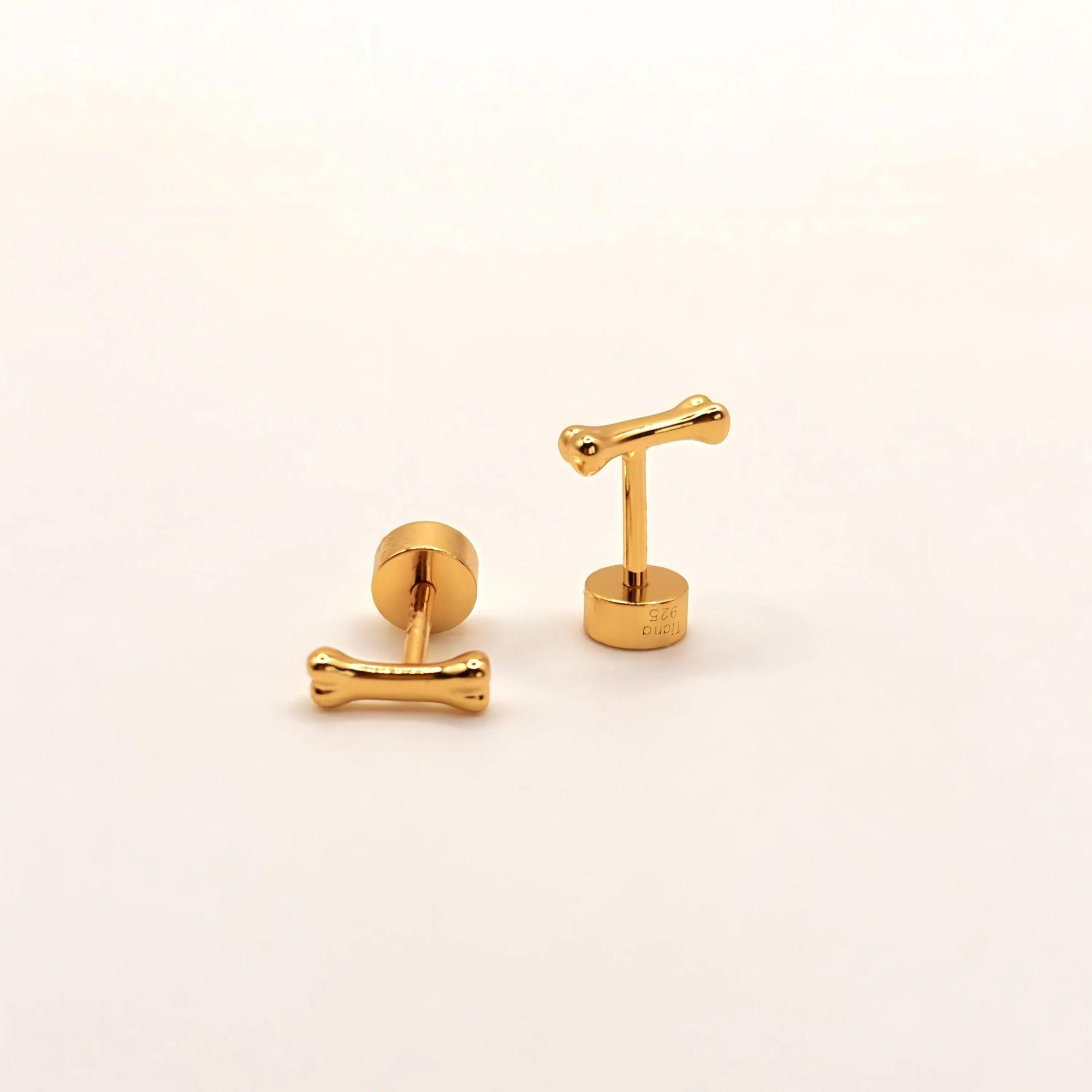 Aro de Hueso de Perrito de Plata 925 enchapados en Oro 18k-2