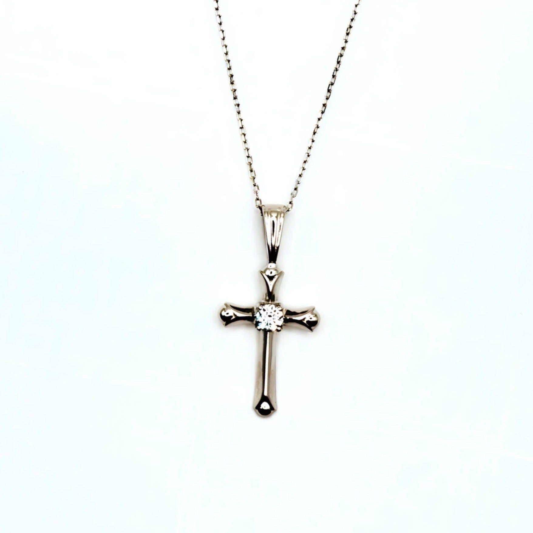 Collar Religioso con una Cruz de 20mm con un Circón de Plata 925-2