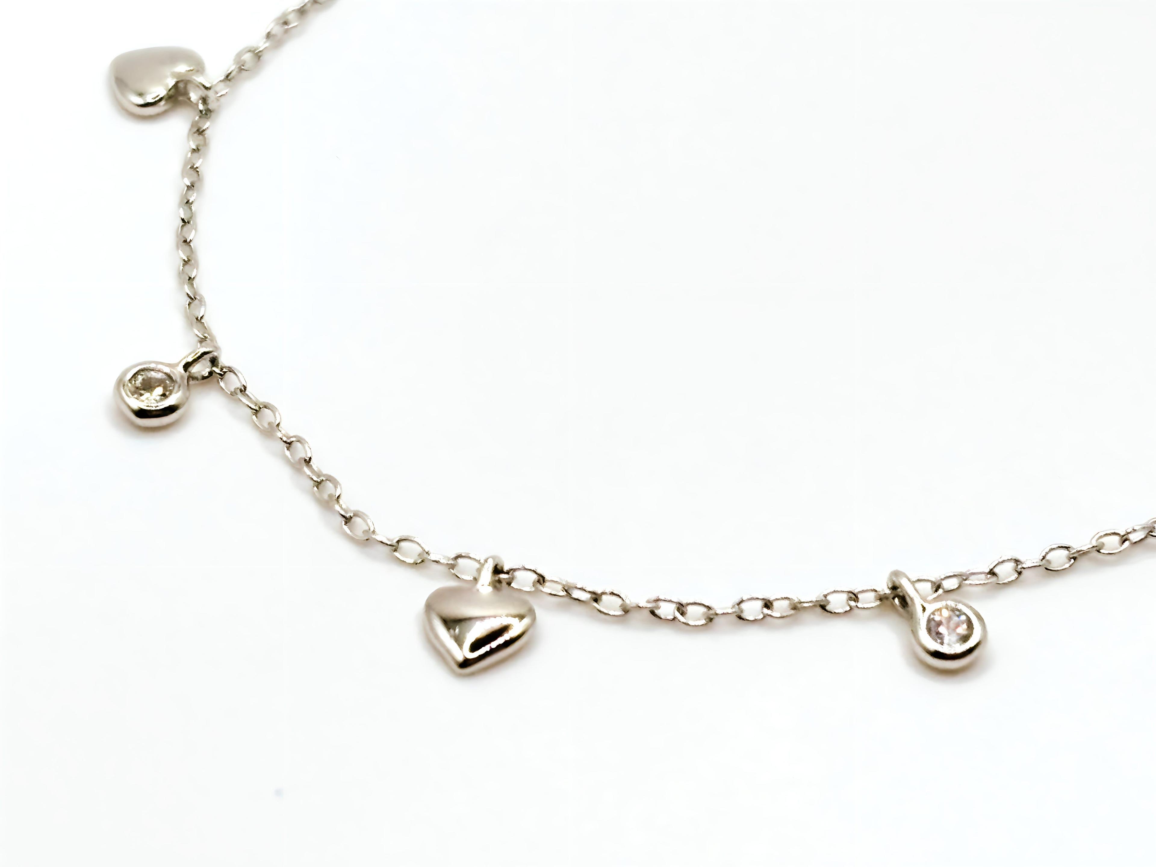Pulsera con Corazones y Circones de Plata 925-2