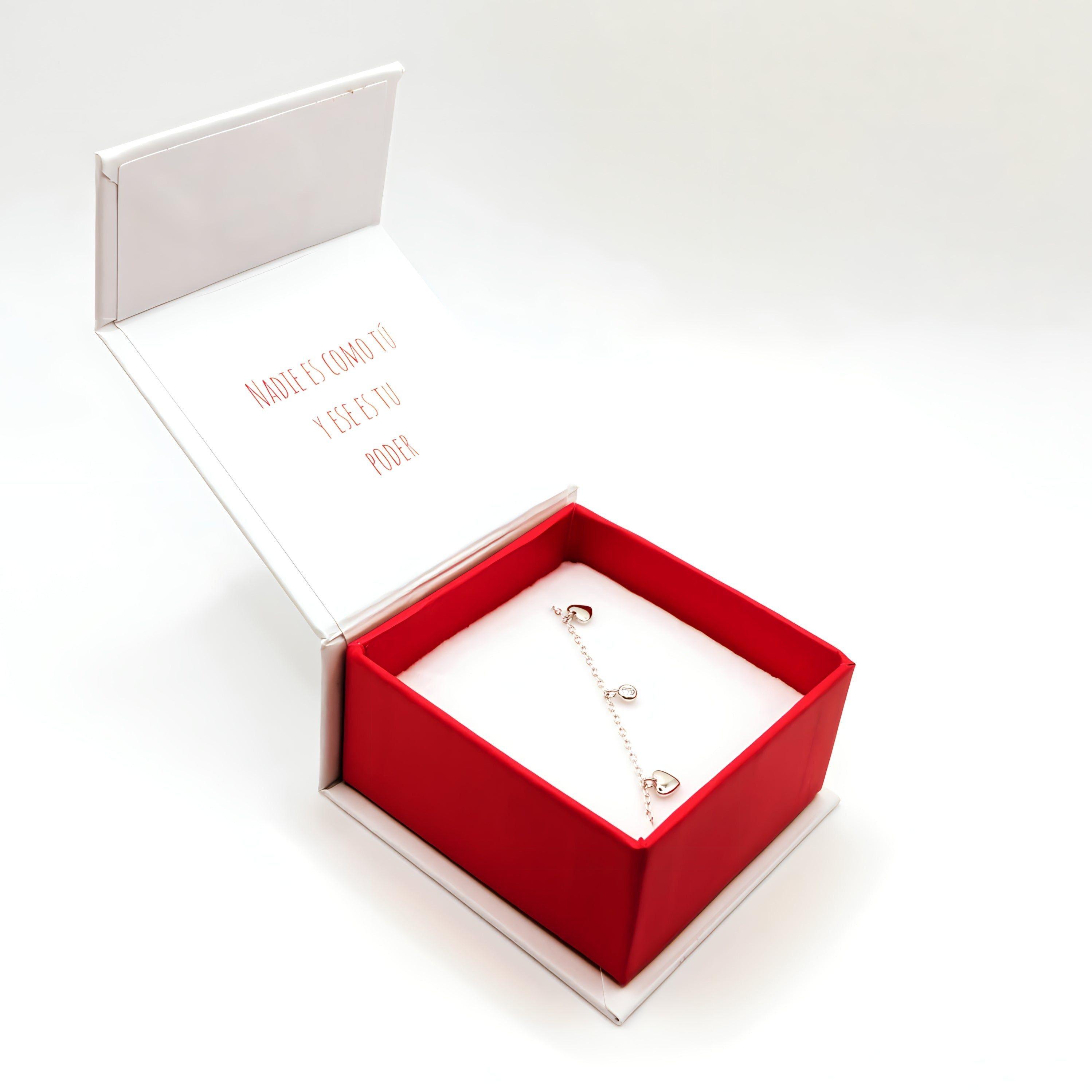 Pulsera con Corazones y Circones de Plata 925-4