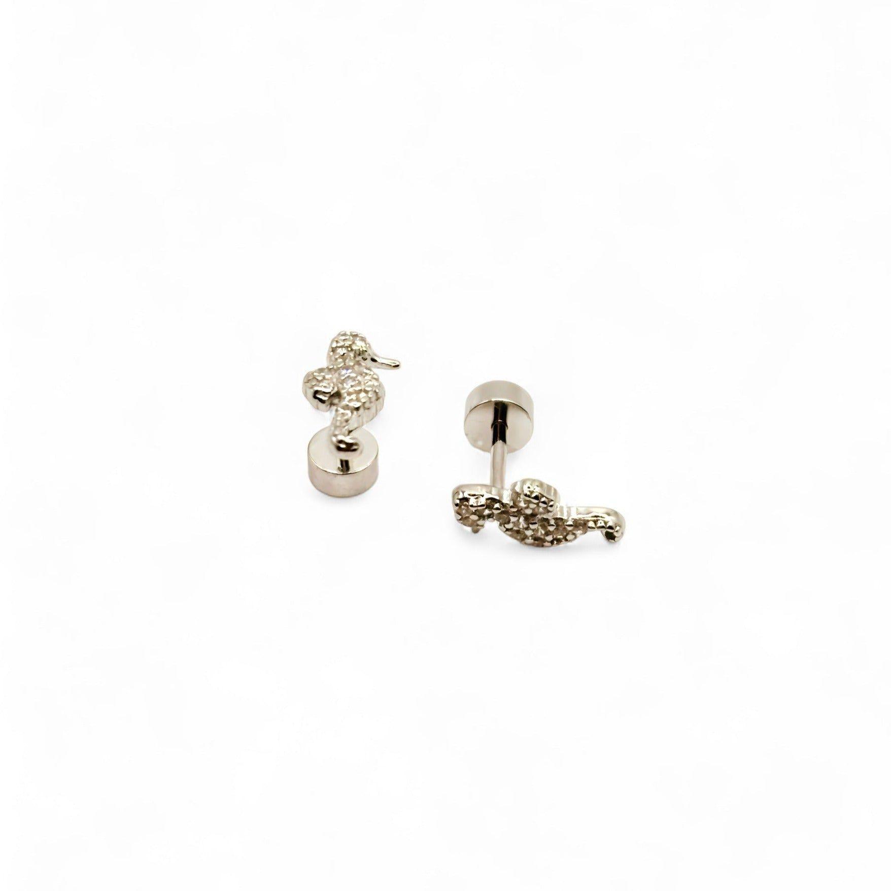Aros de Caballito de Mar con Circones de Plata 925-0