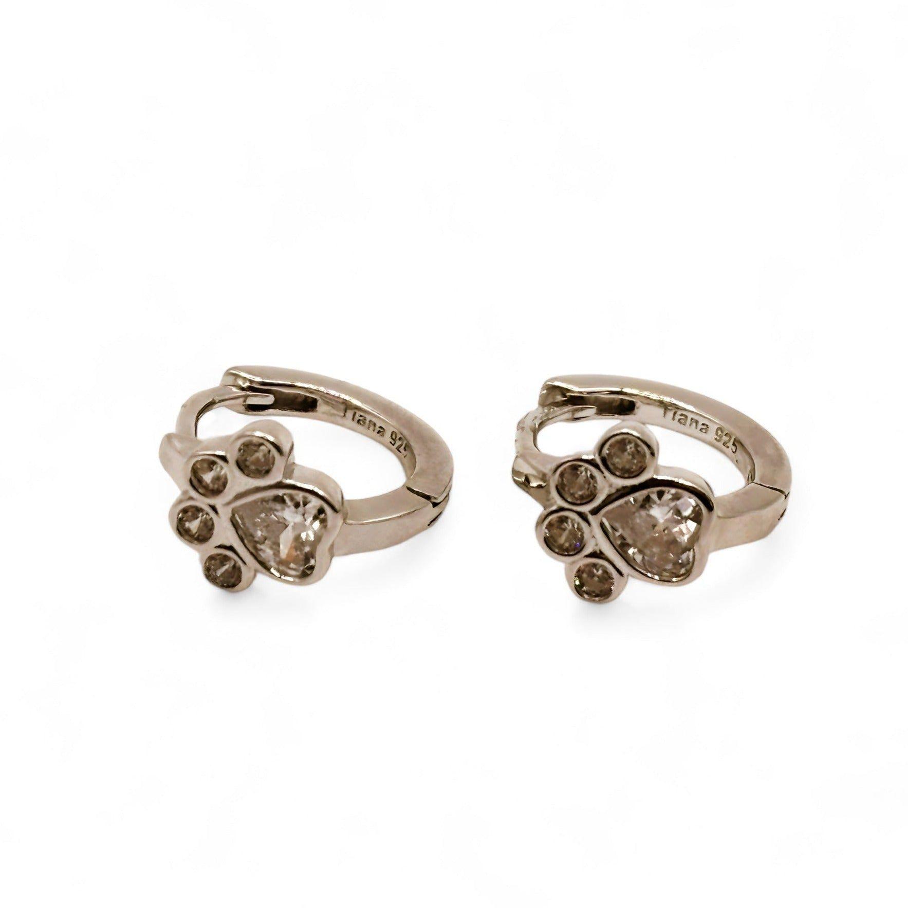 Aro Argollas de Huella de Perro con Circones de Plata 925-0