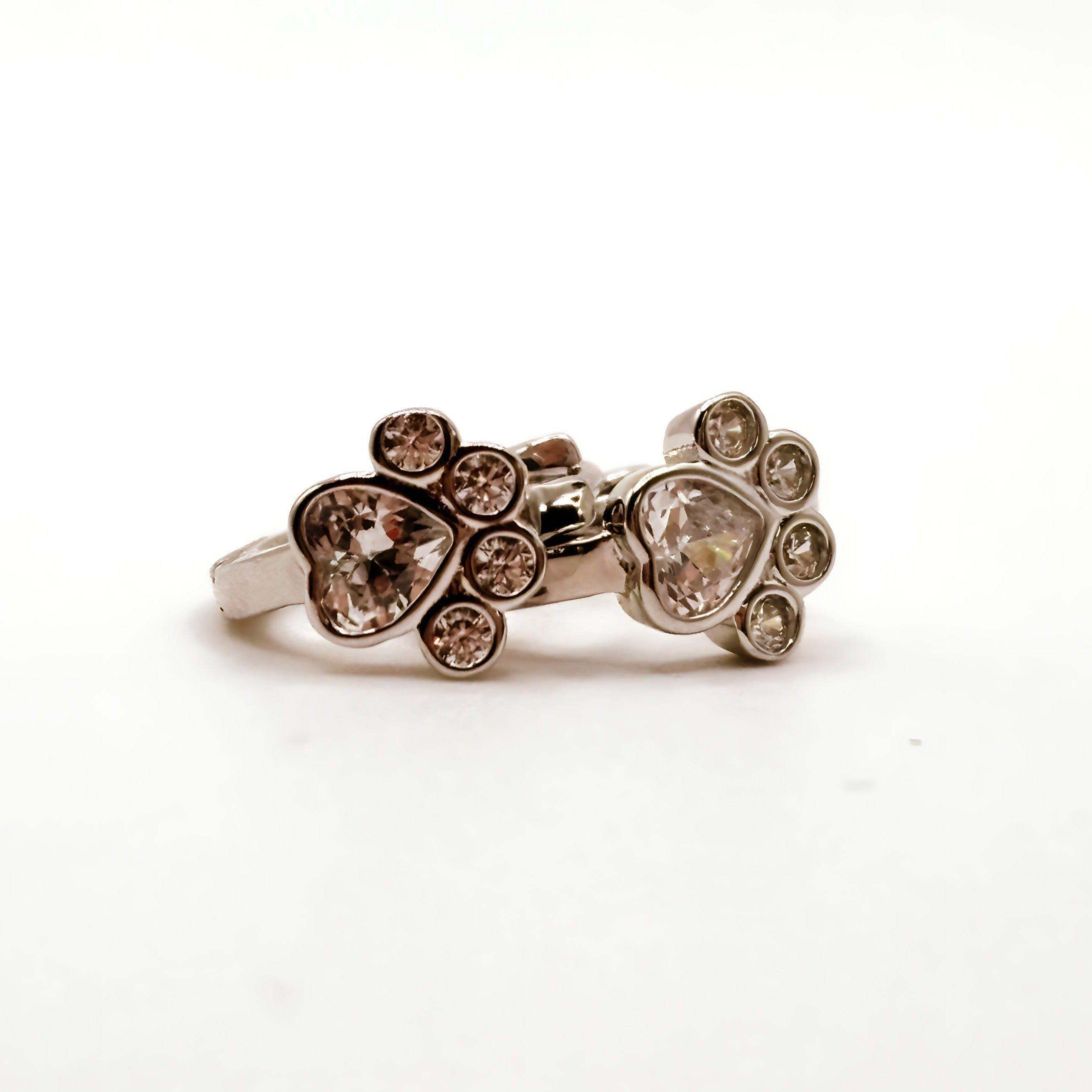 Aro Argollas de Huella de Perro con Circones de Plata 925-2