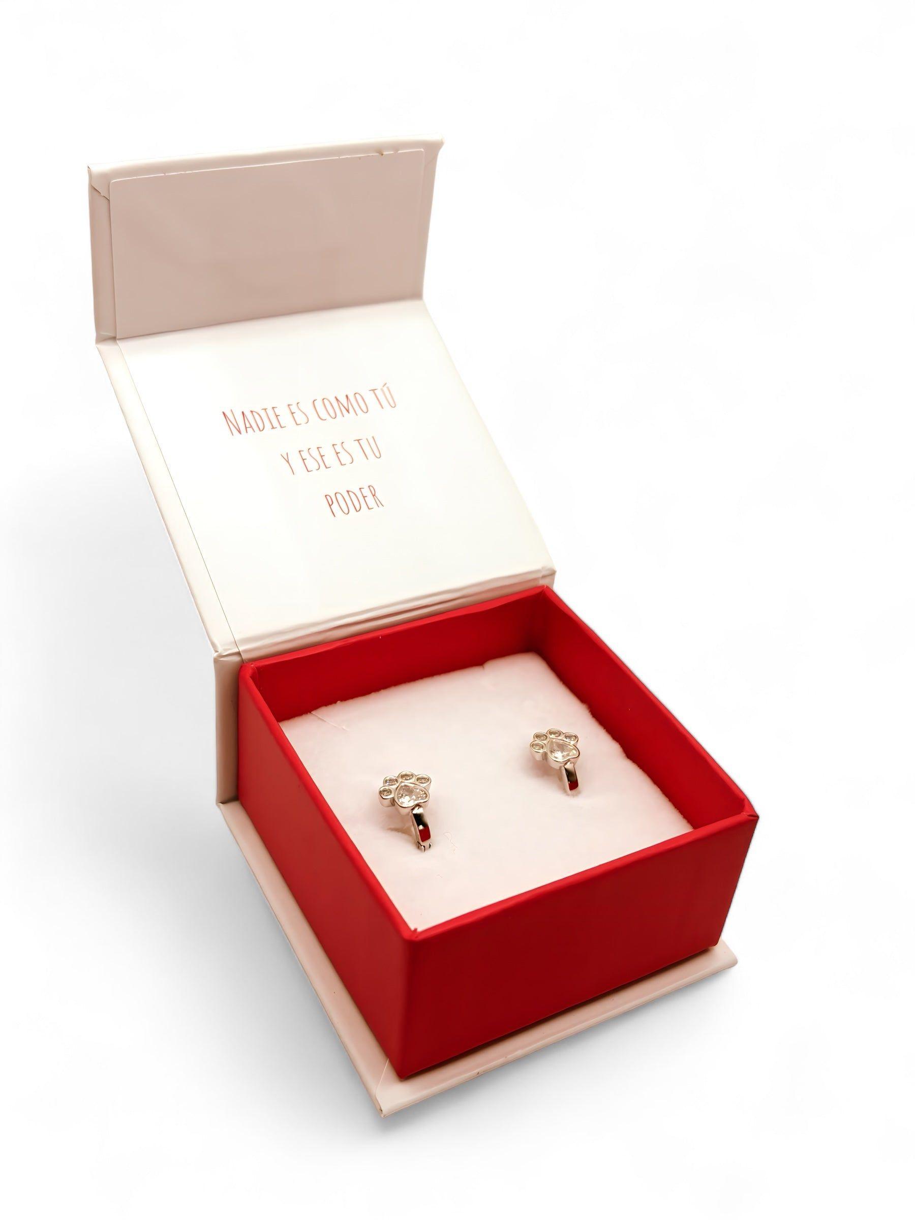 Aro Argollas de Huella de Perro con Circones de Plata 925-4
