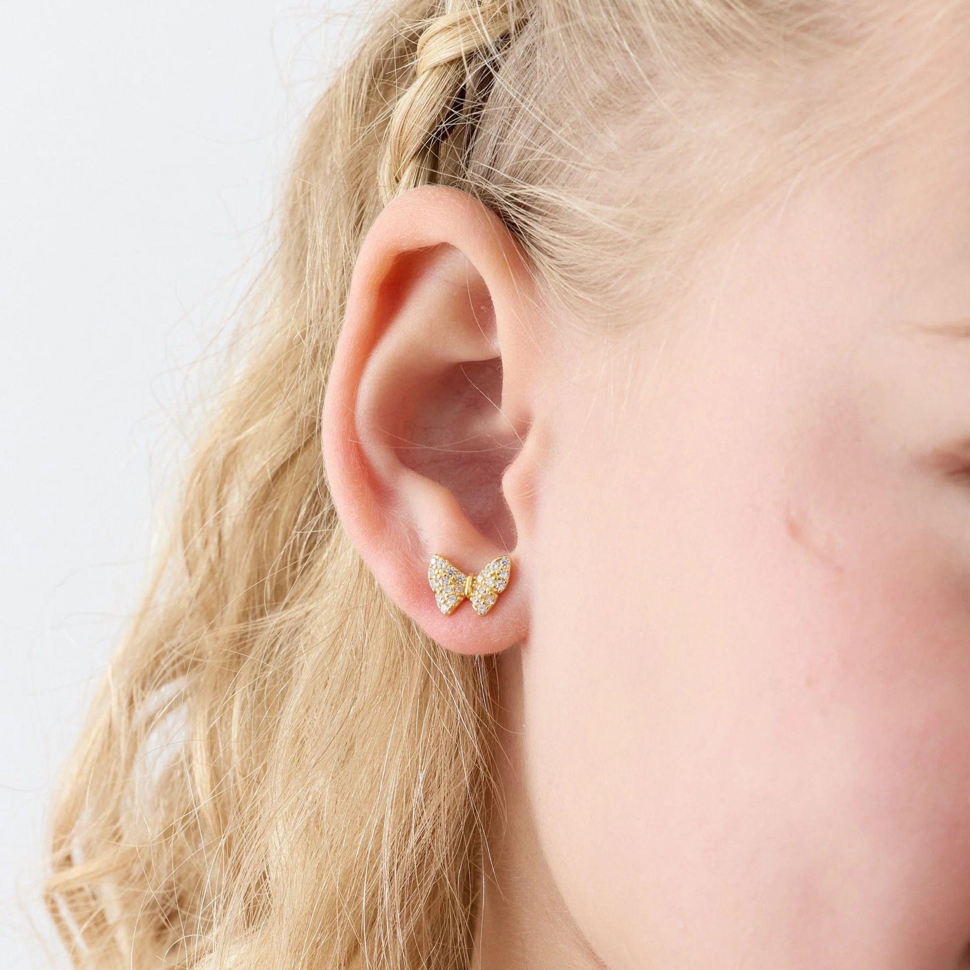 Aros de Mariposa con Circones de Plata enchapados en Oro 18k-3