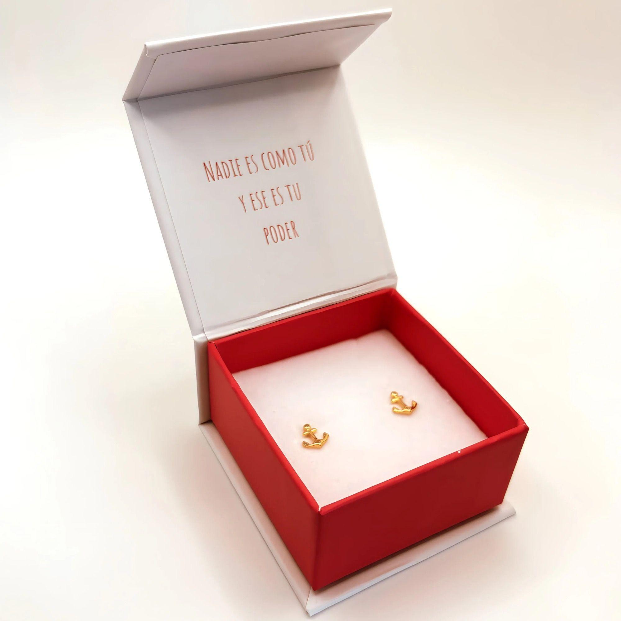 Aro de Ancla con Circones de Plata 925 enchapada en Oro 18k-4