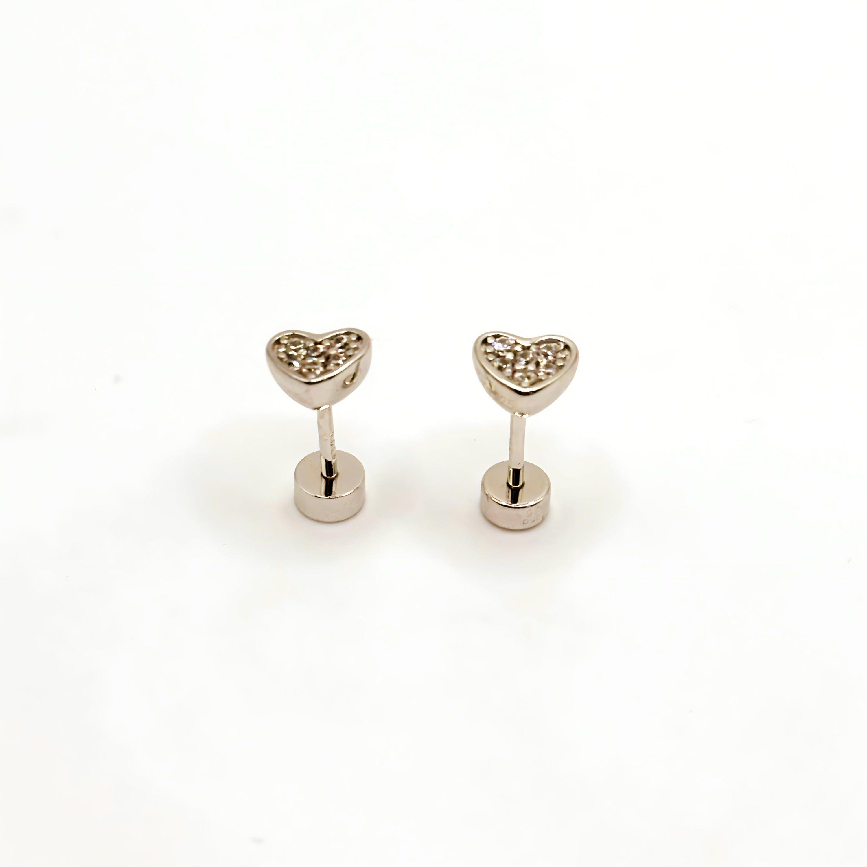 Aros de Corazón con Circones Transparentes de Plata 925-2
