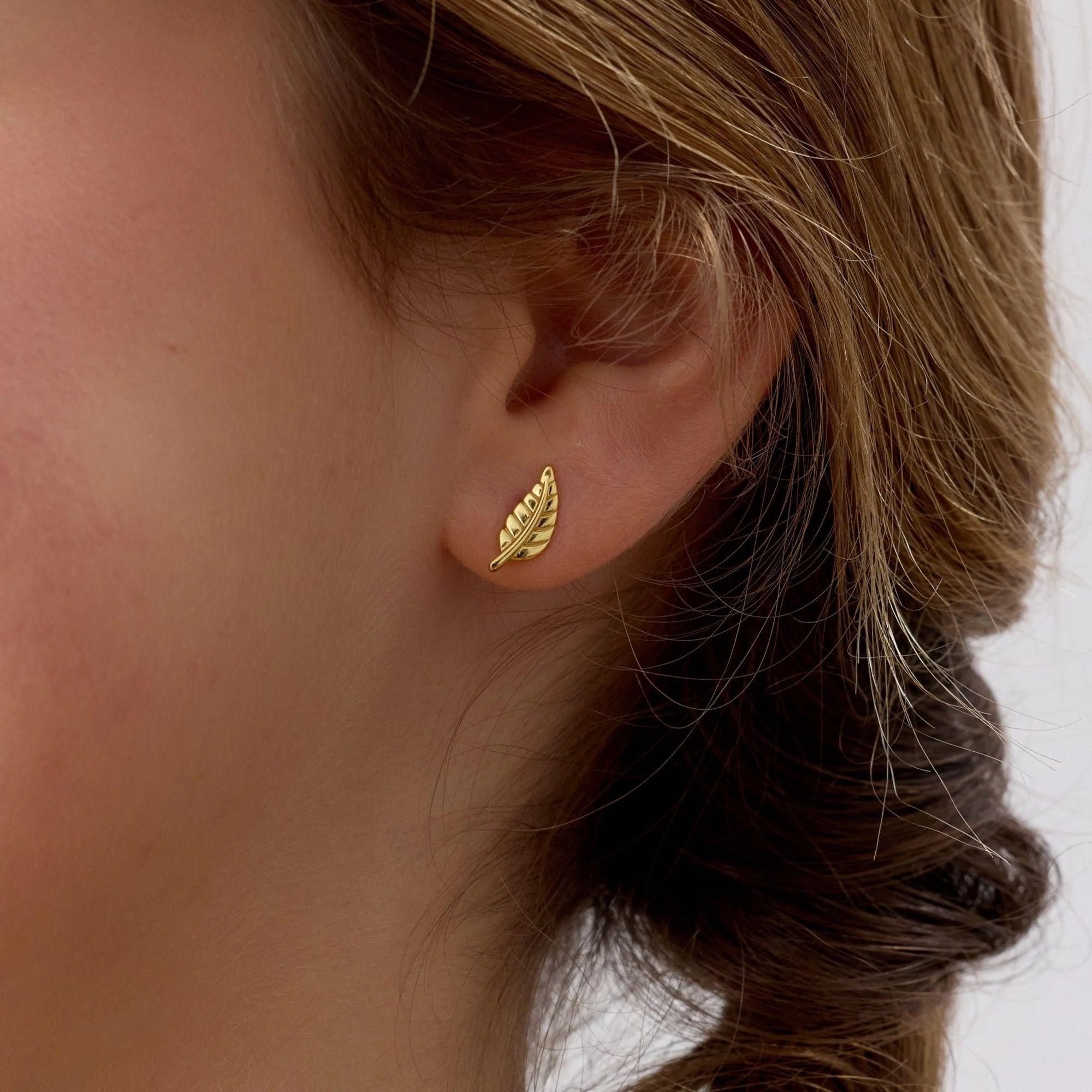 Aros de Hojas de Plata 925 enchapados en Oro 18k-3