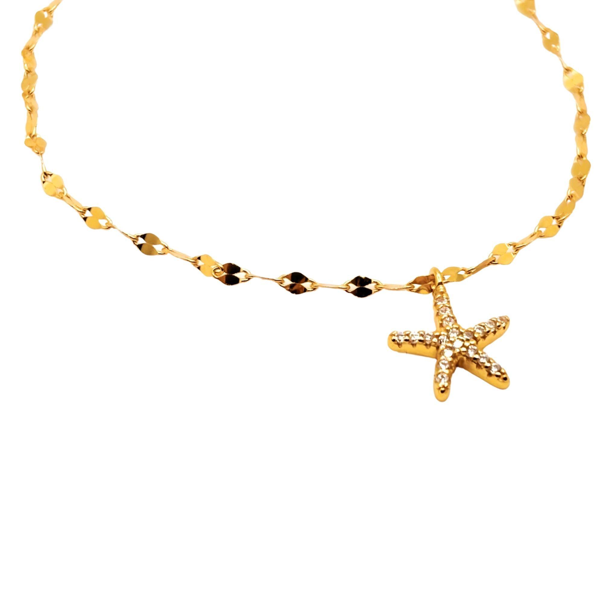 Pulsera con una Estrella de Mar con Circones de Plata 925 enchapada en Oro de 18k-2