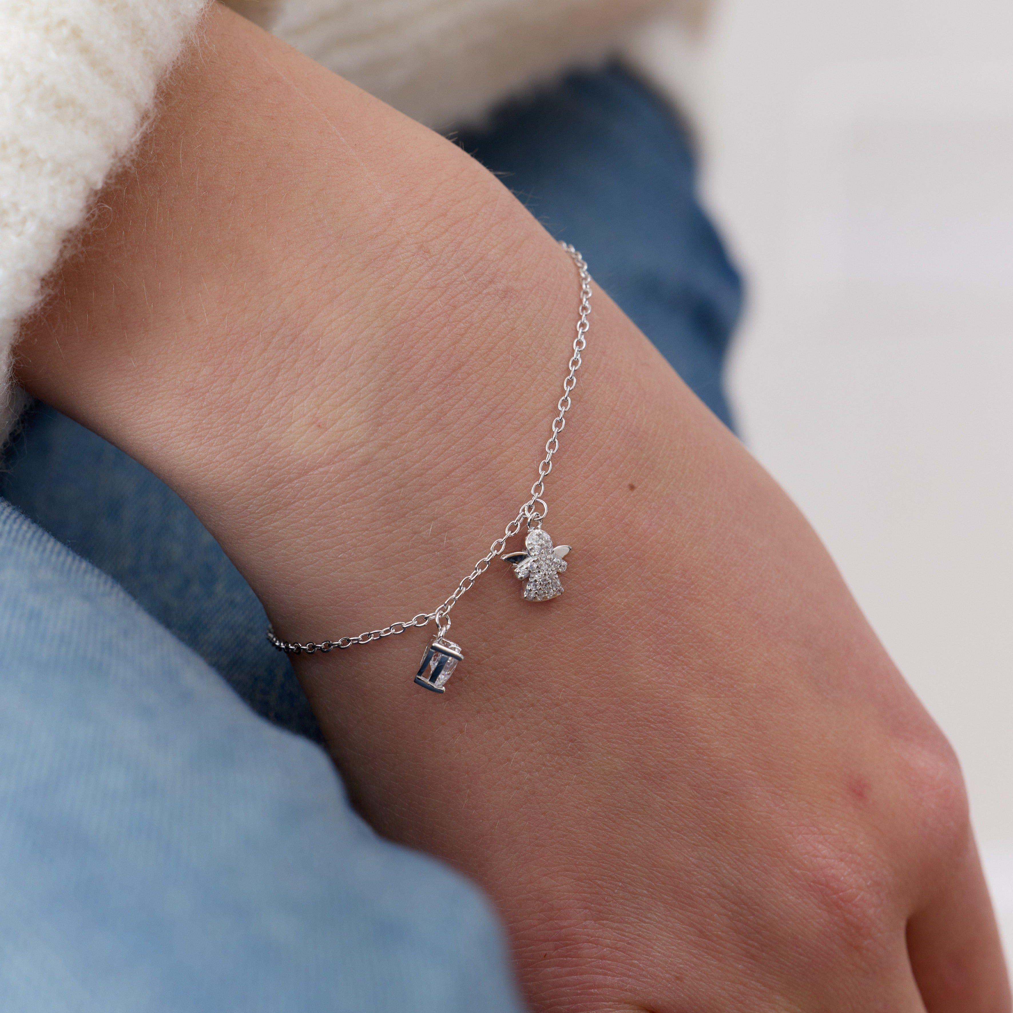 Pulsera con un Ángel de la Guarda y un Corazón de Plata 925-3