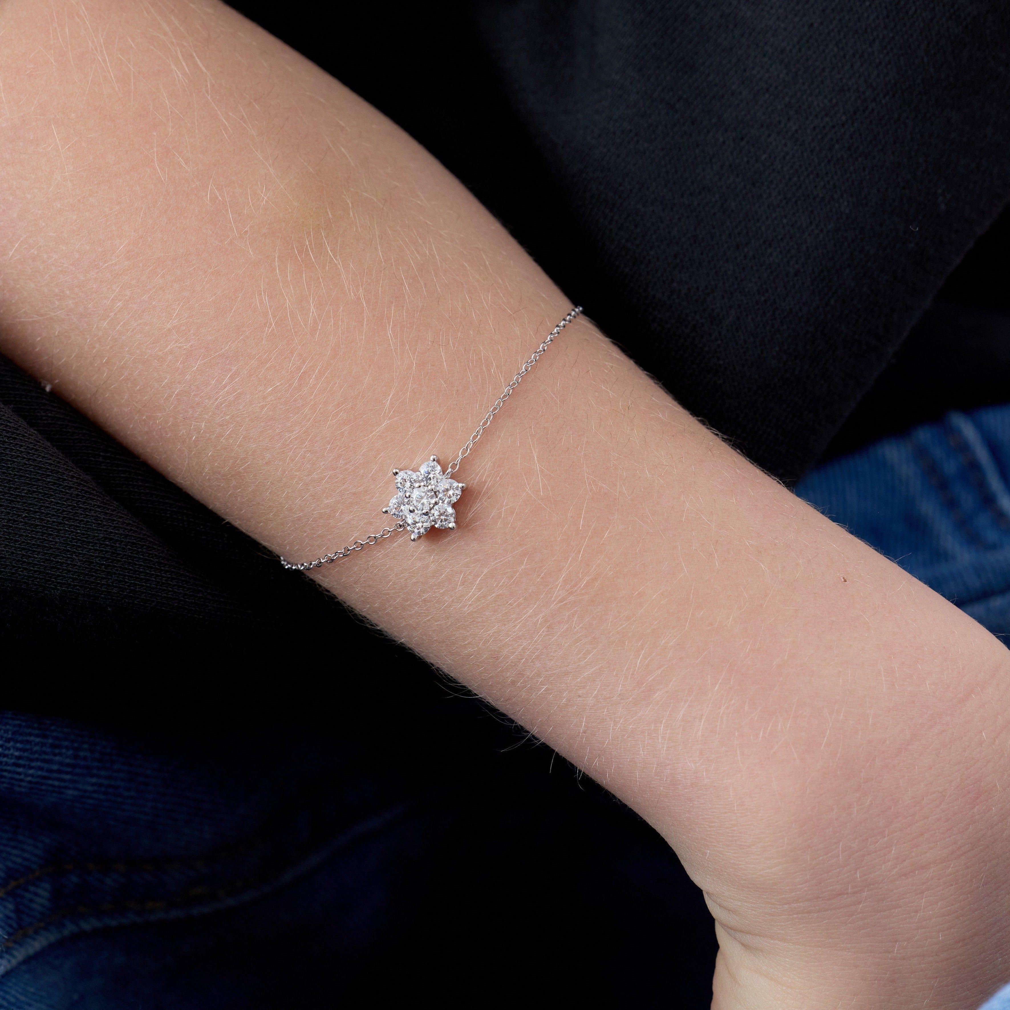 Pulsera de plata con flor de circón de Plata 925-3