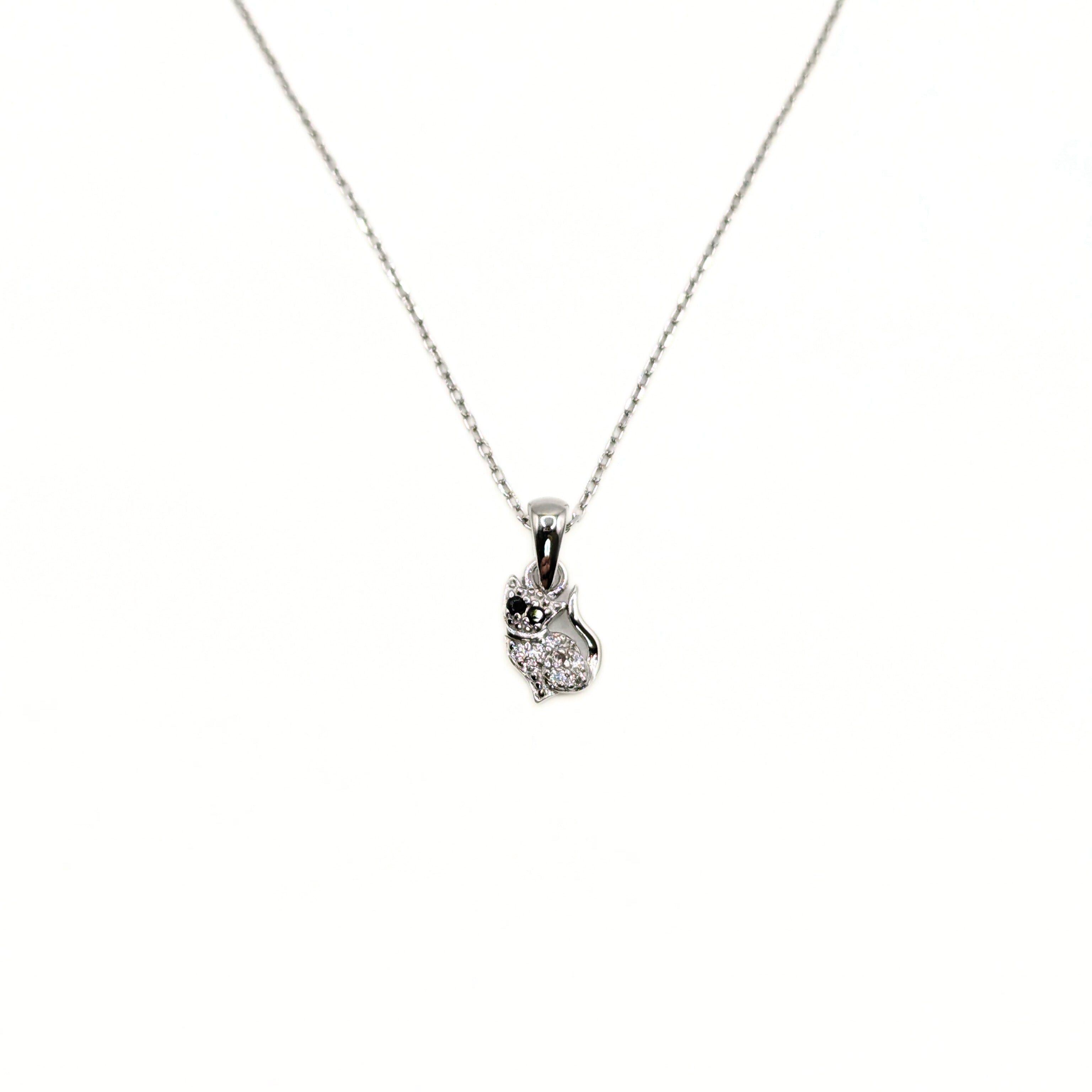 Collar con un Gato de 9mm con Circones de Plata 925-2