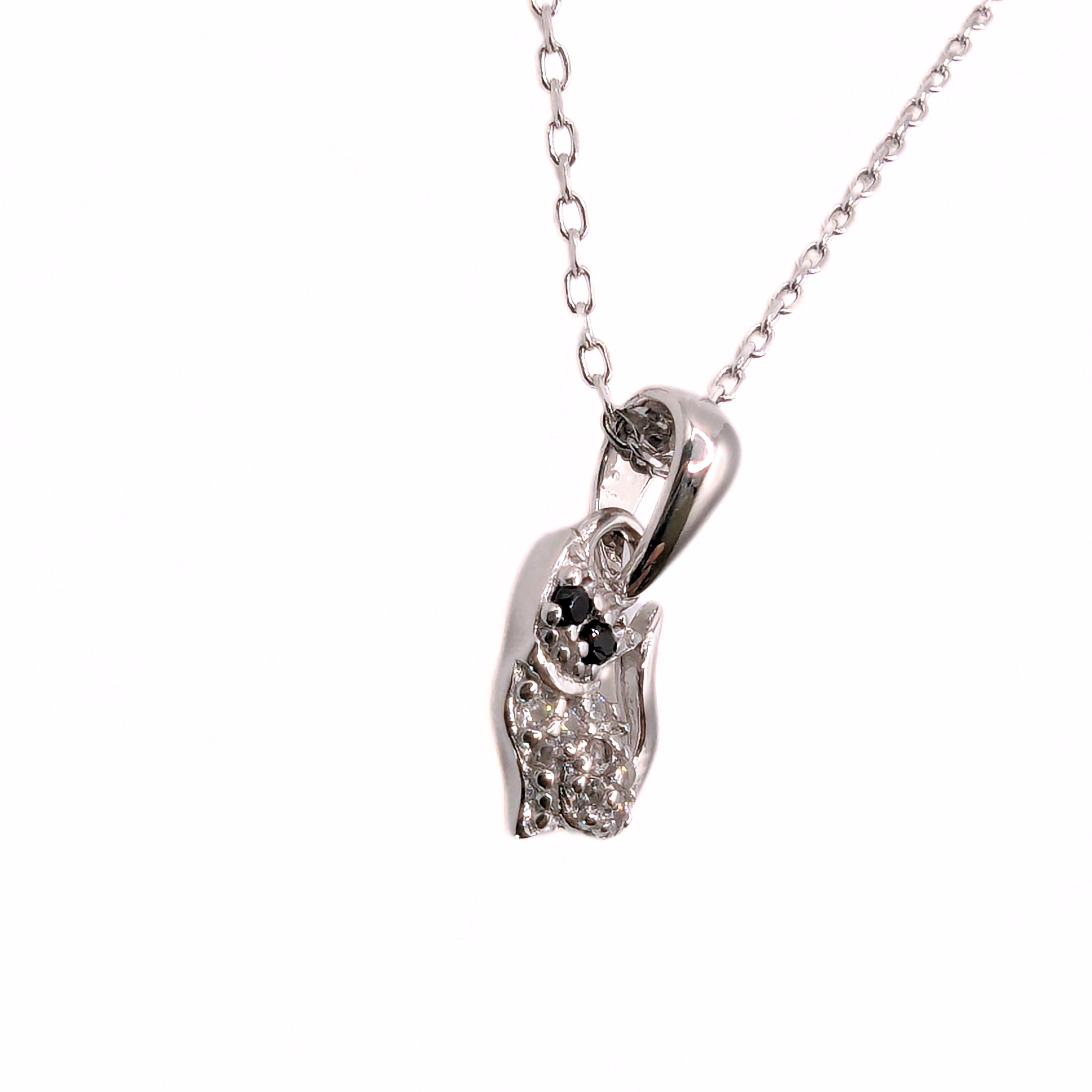 Collar con un Gato de 9mm con Circones de Plata 925-4
