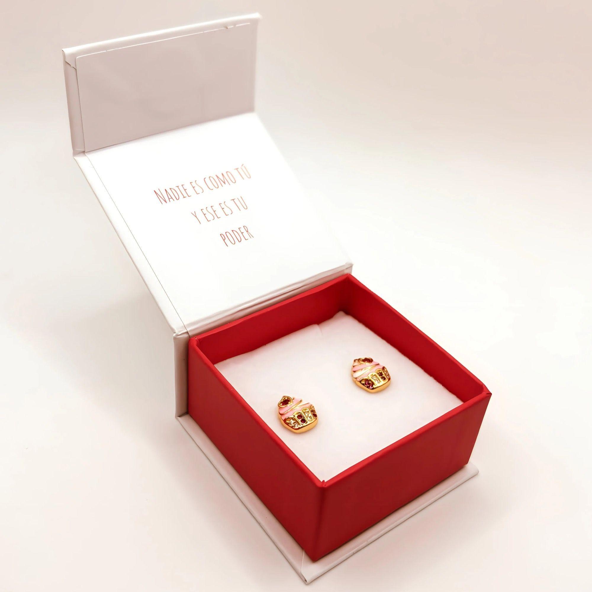 Aro de Cupcake con Esmalte y Circones de Plata 925 enchapados en Oro 18k-4