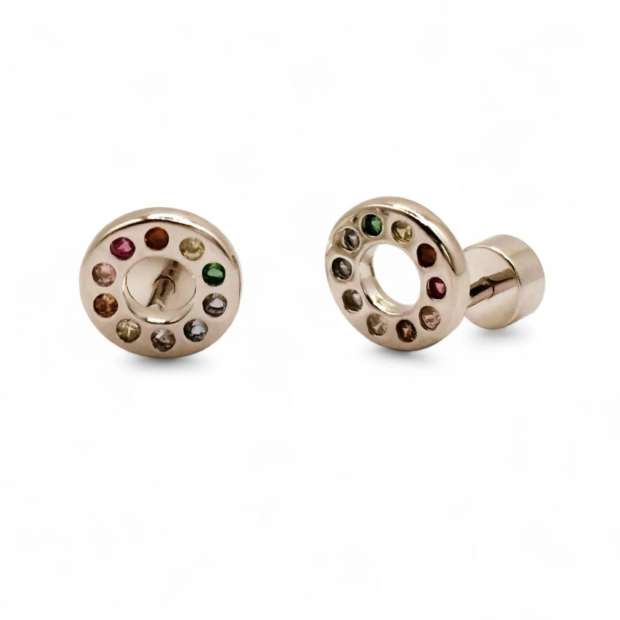 Aros Circular Con Circones de Multiples Colores de Plata 925-0