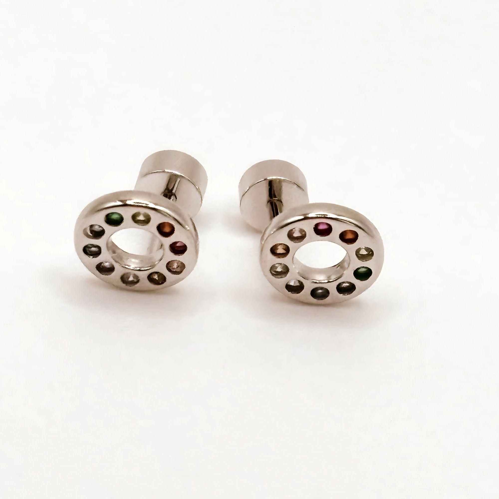 Aros Circular Con Circones de Multiples Colores de Plata 925-2