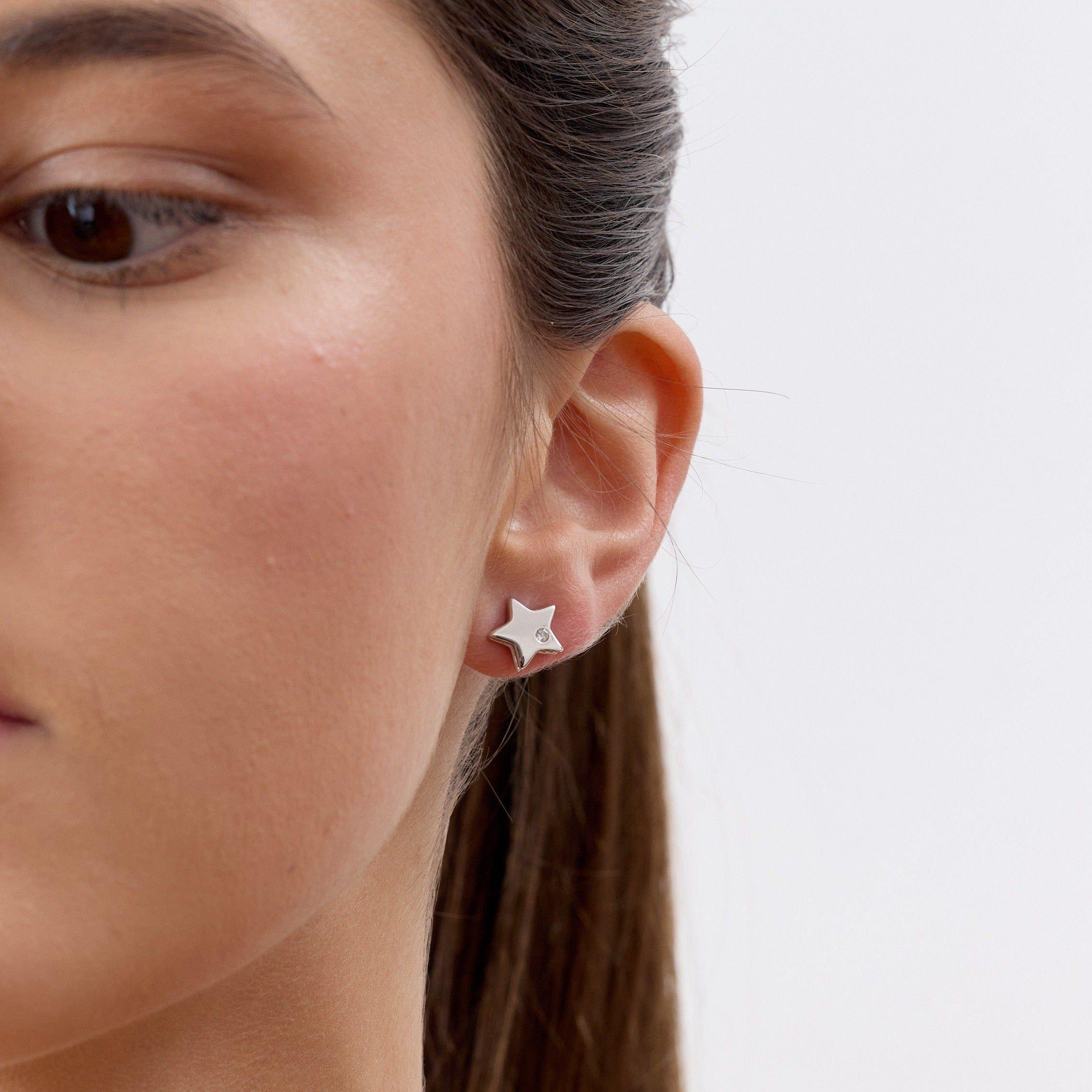 Aros de Estrella con un Circón de Plata 925-2