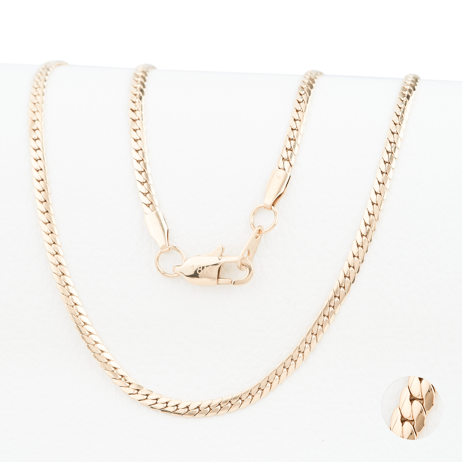 Cadena Serpiente Lisa 4mm/65cm broche langosta Oro Laminado 18k-0